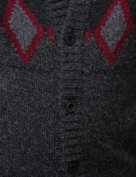 Antrasit Melanj Slim Fit Triko Hırka - 50194747034