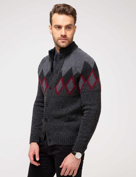 Antrasit Melanj Slim Fit Triko Hırka - 50194747034