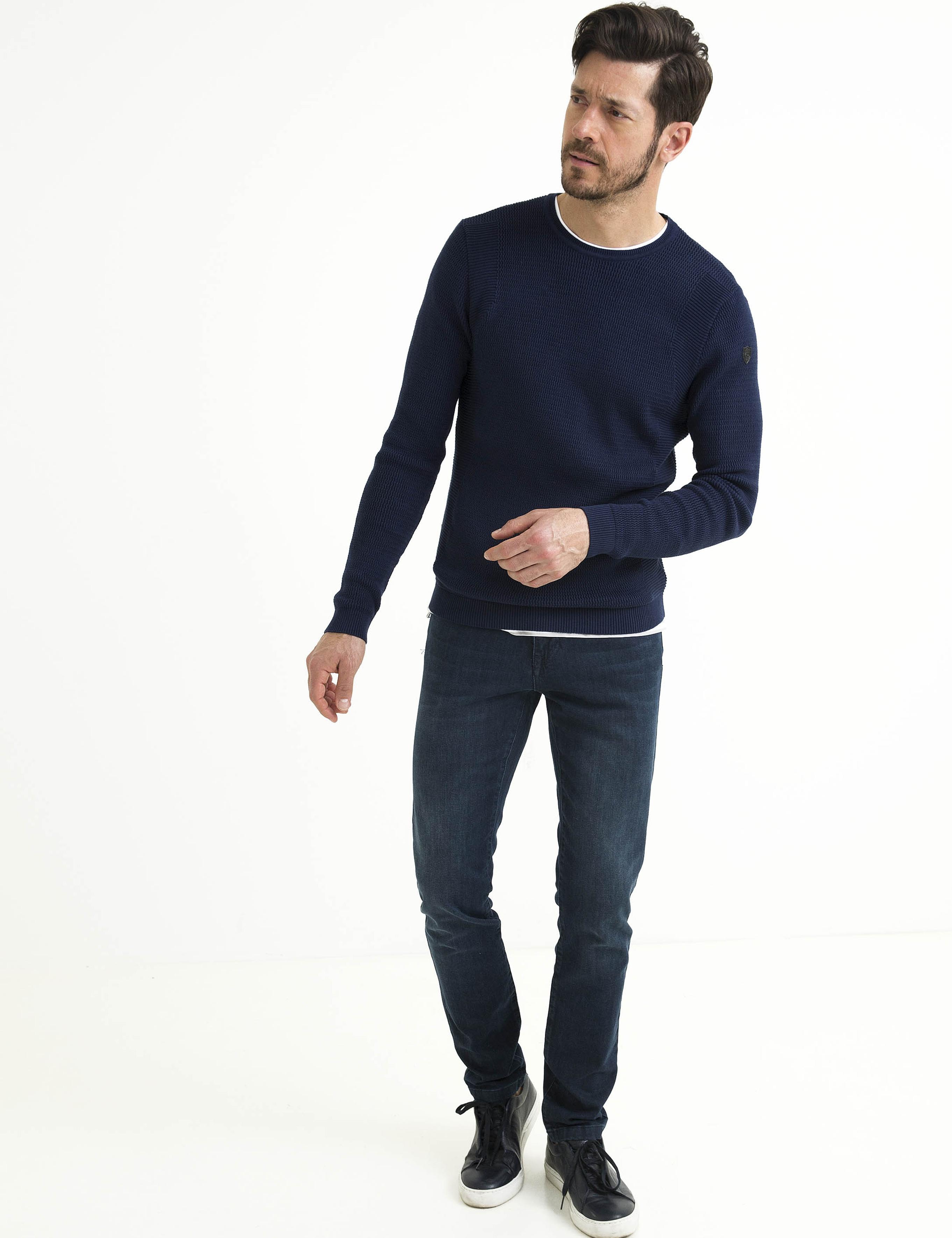 Lacivert Slim Fit Triko Kazak