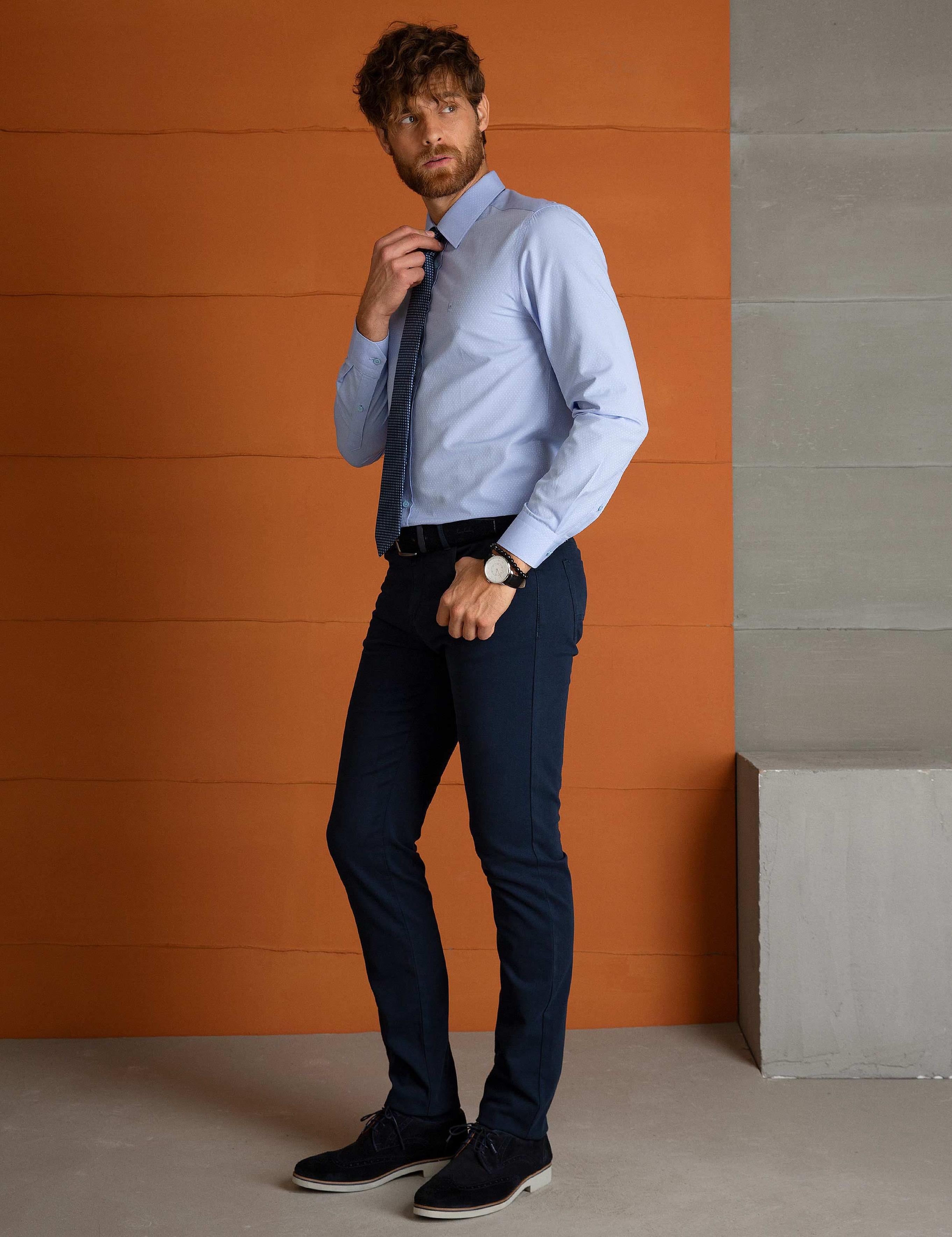 Lacivert Slim Fit Chino Pantolon