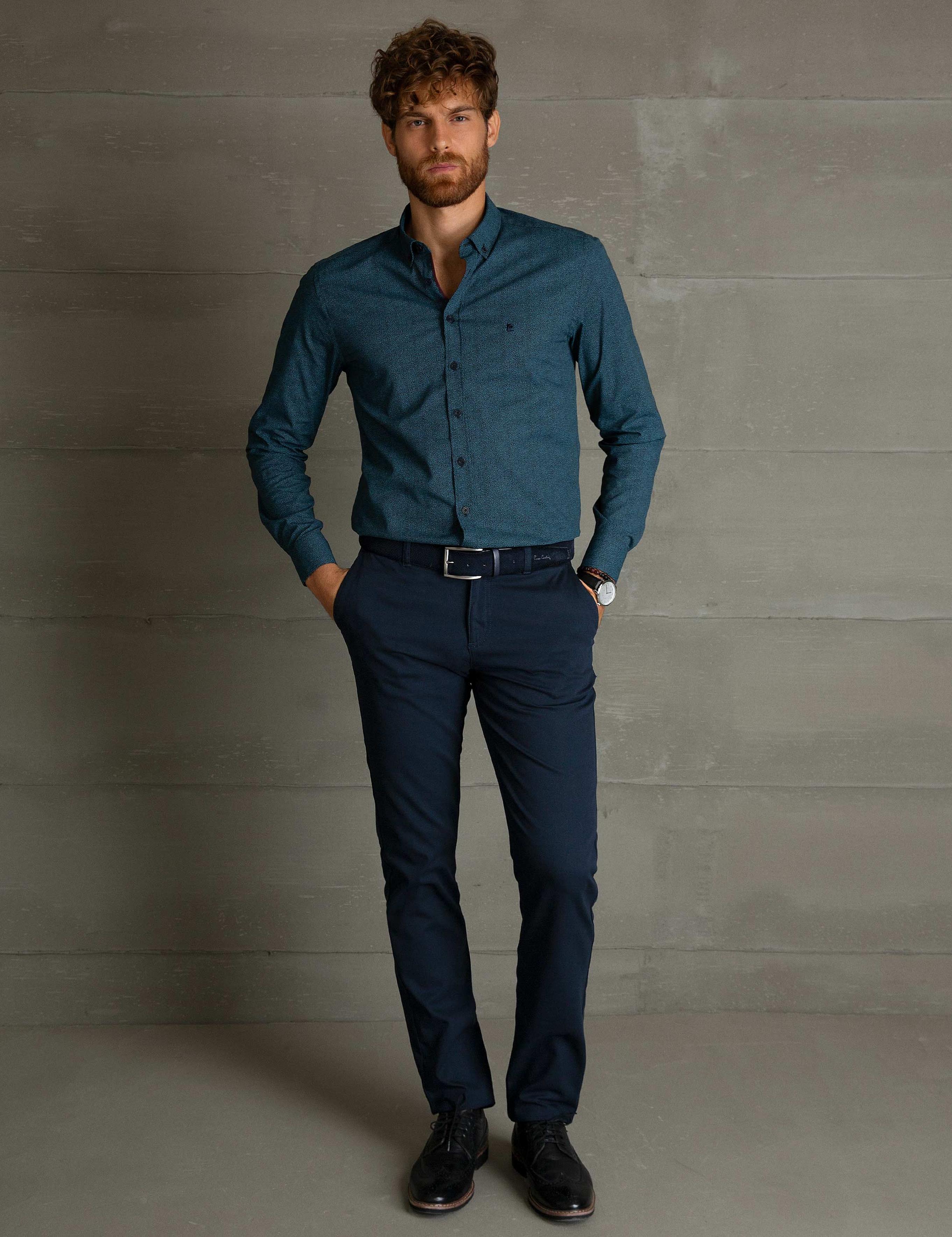 Lacivert Slim Fit Kanvas Pantolon