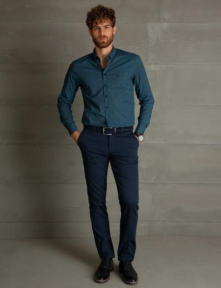 Lacivert Slim Fit Kanvas Pantolon - 50195936012