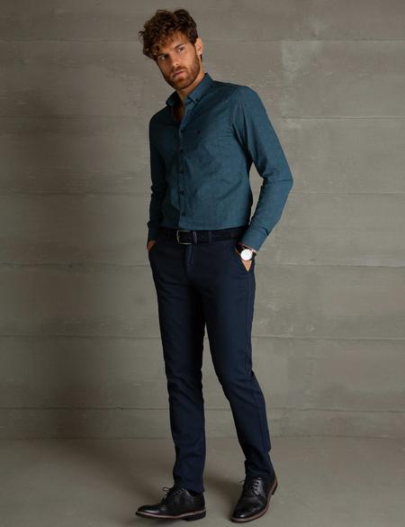 Lacivert Slim Fit Kanvas Pantolon - 50195936012