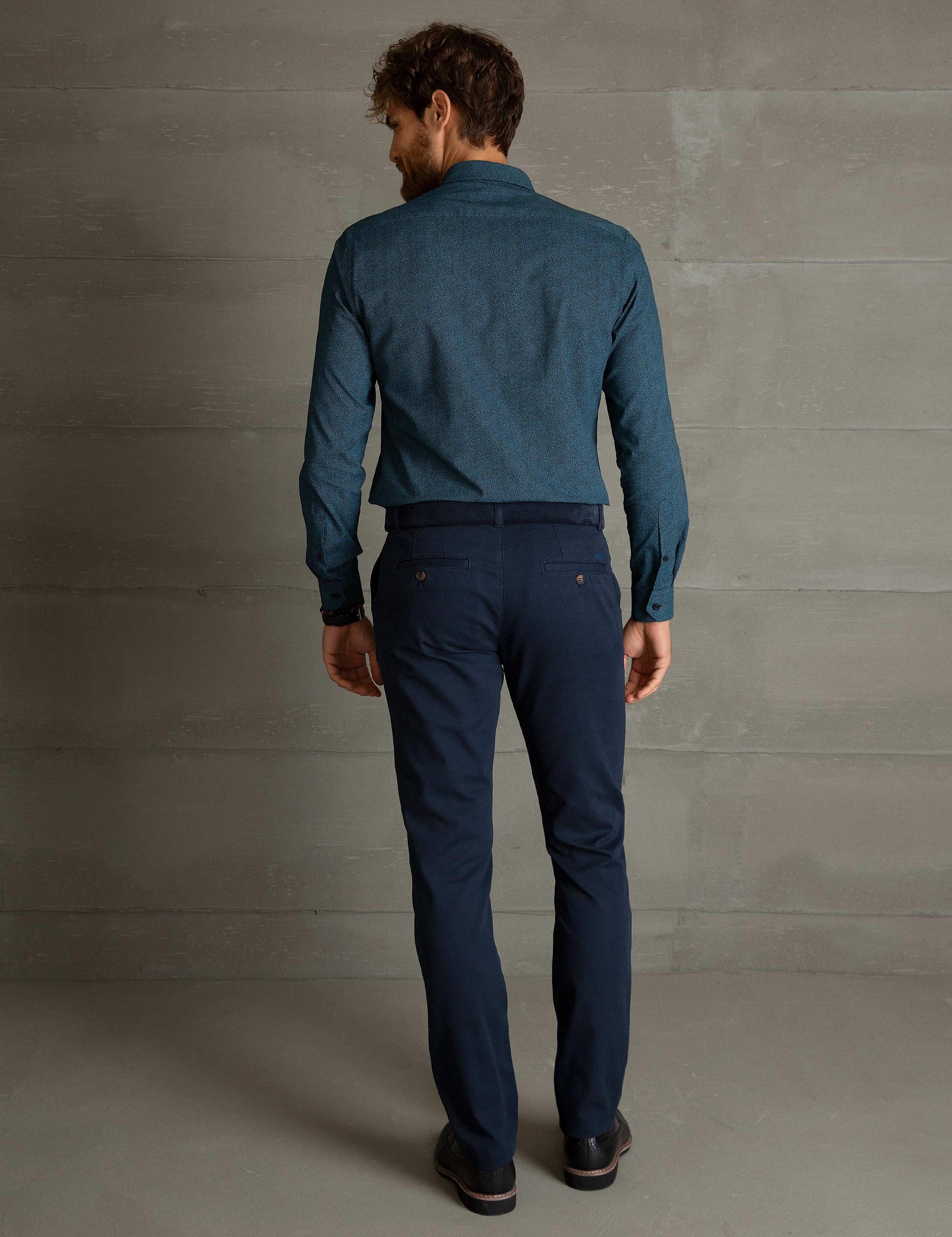 Lacivert Slim Fit Kanvas Pantolon