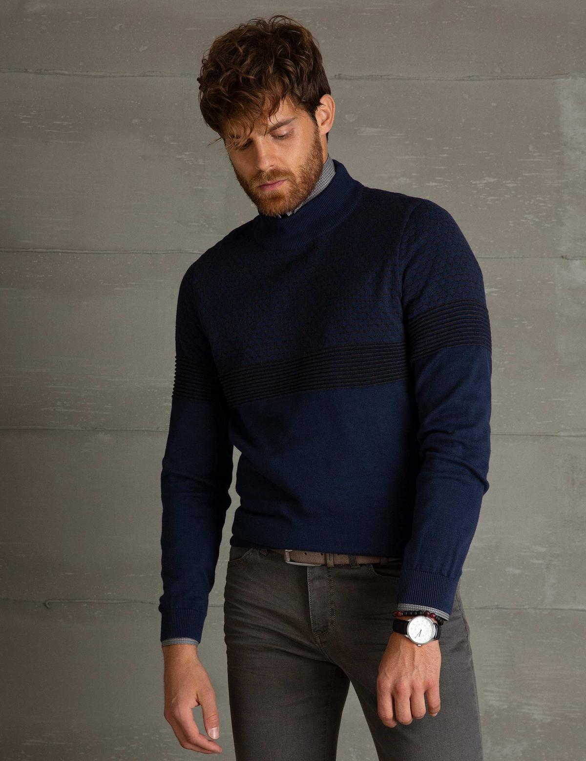 Lacivert Slim Fit Kazak - 50198056001