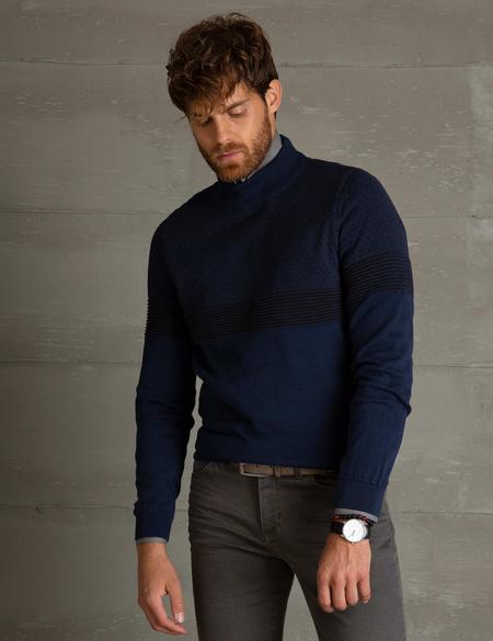 Lacivert Slim Fit Kazak - 50198056001