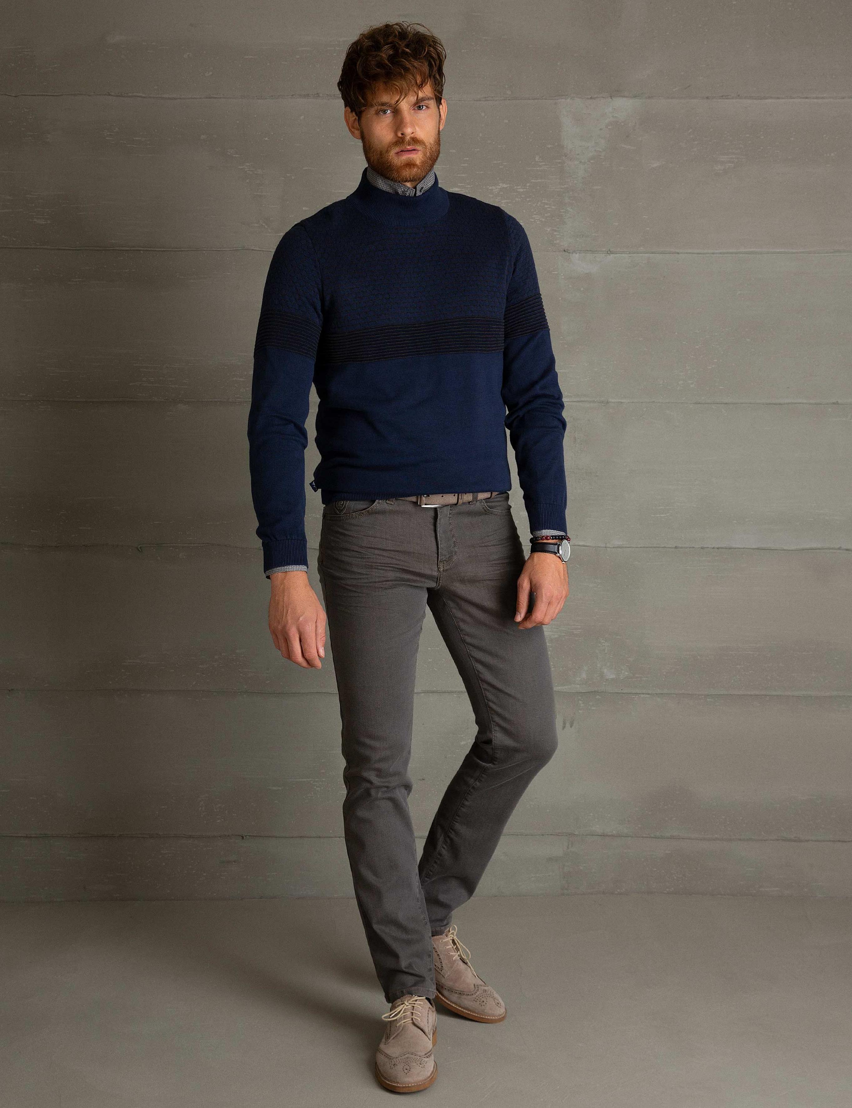 Lacivert Slim Fit Kazak