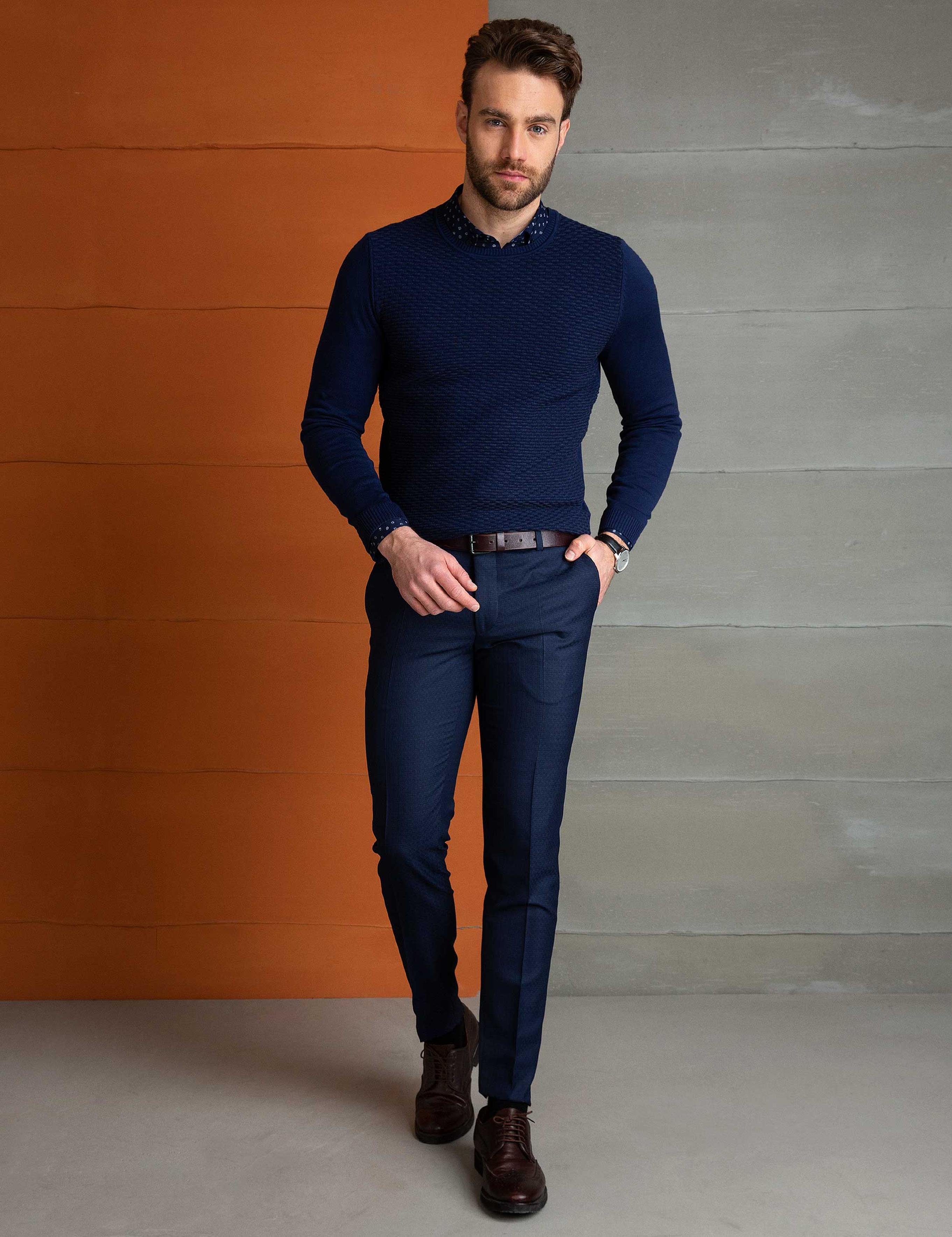 Lacivert Slim Fit Kazak