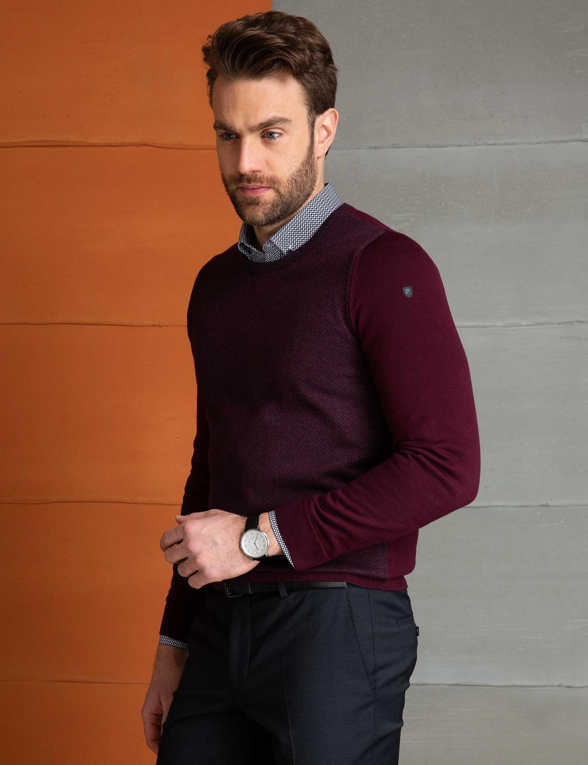 Bordo Slim Fit Kazak - 50205226019