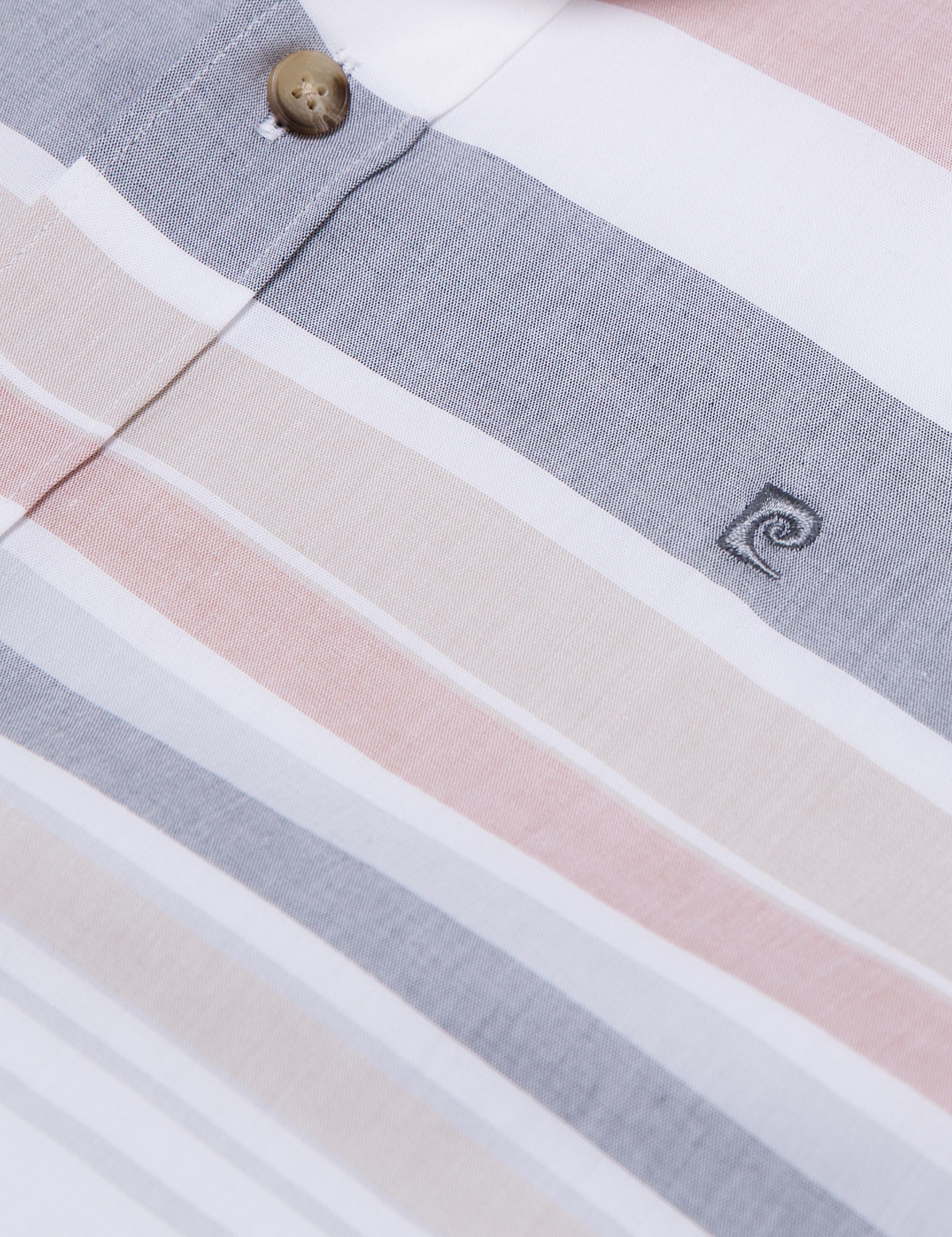 Turuncu Detaylı Beyaz Slim Fit Gömlek - Image 4
