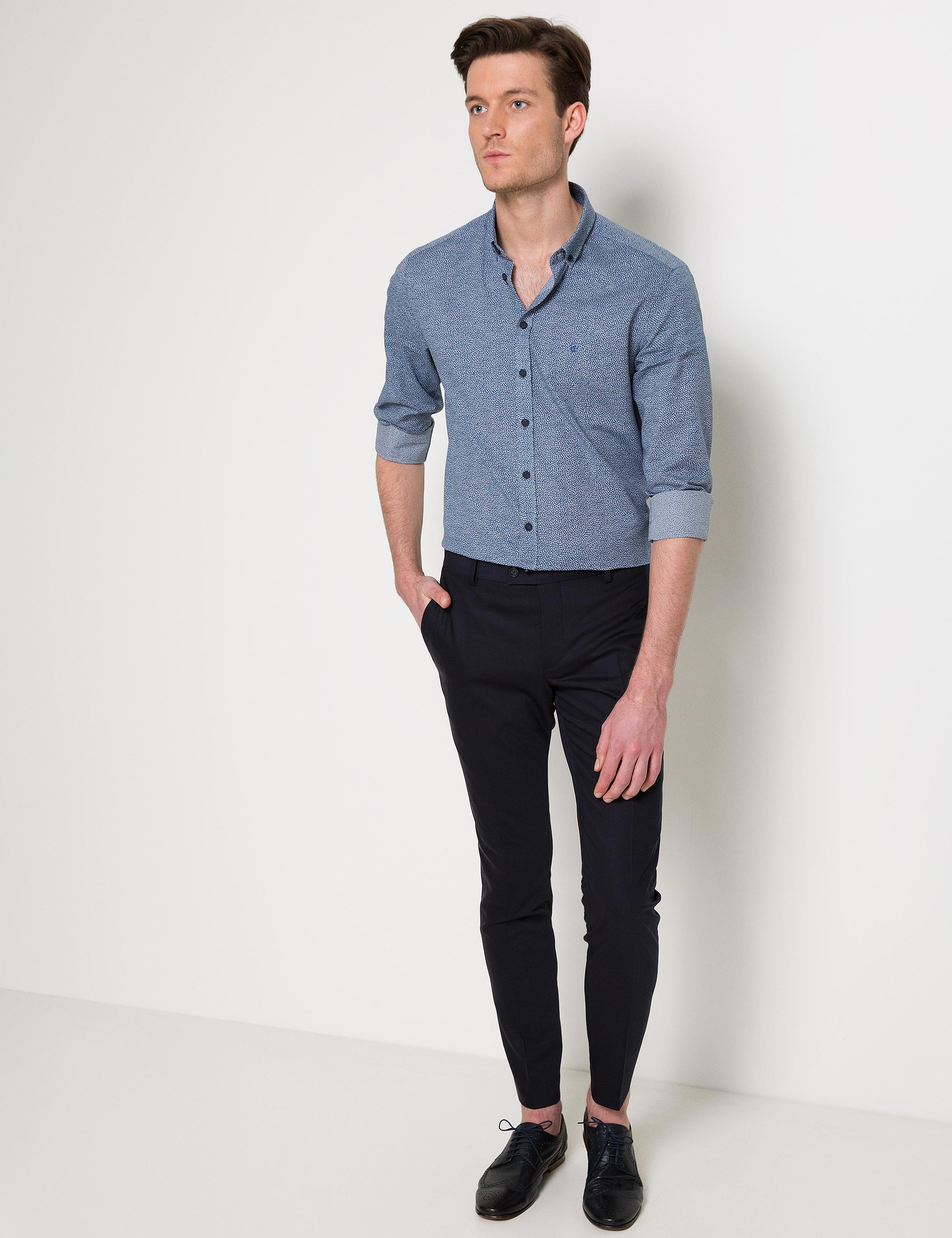Gri Slim Fit Gömlek