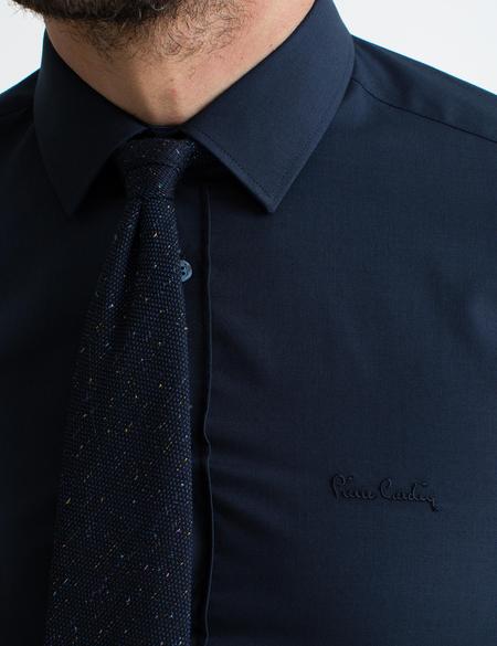 Lacivert Slim Fit Uzun Kollu Basic Gömlek - 50189517028