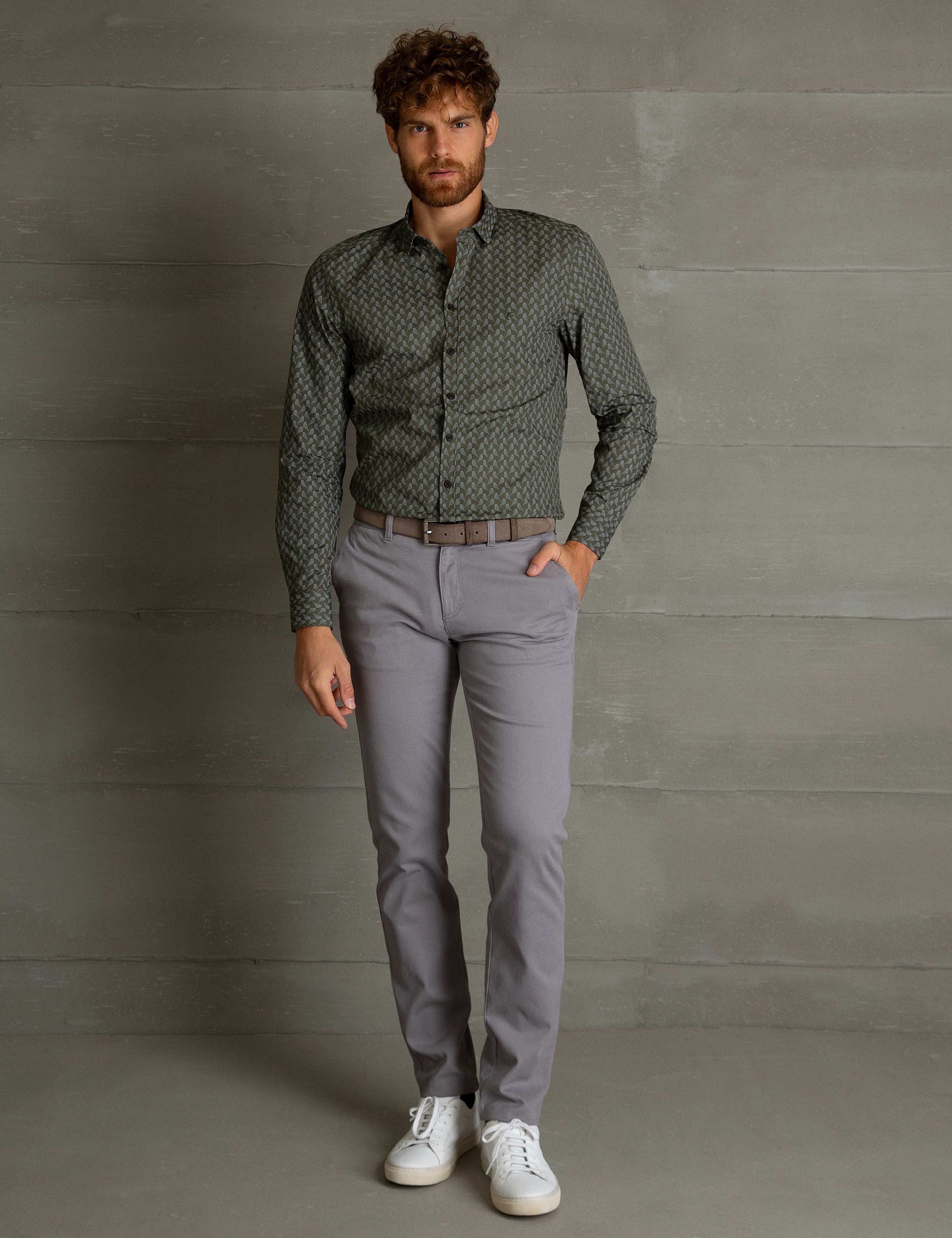 Haki Slim Fit Gömlek - Image 1