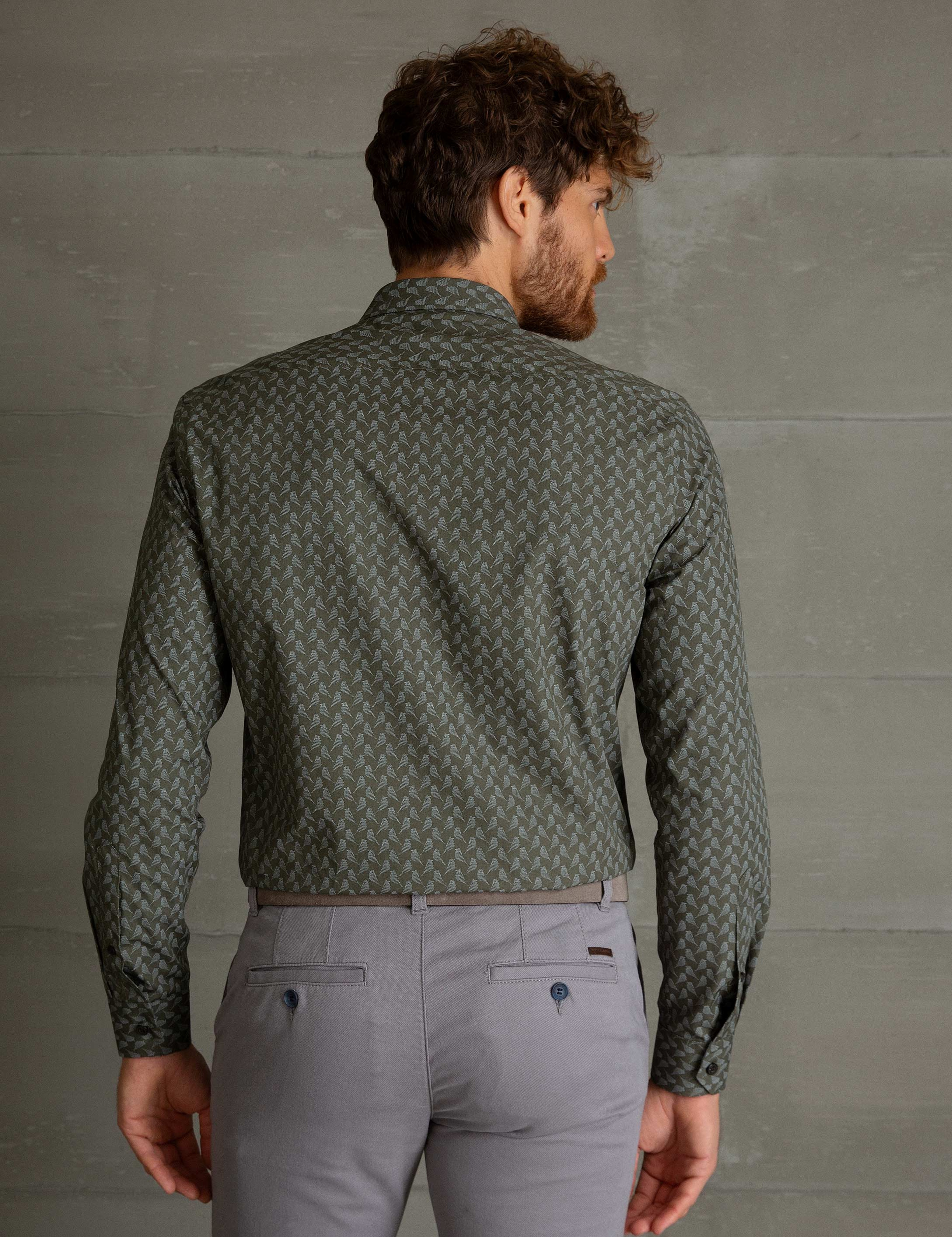Haki Slim Fit Gömlek - Image 3