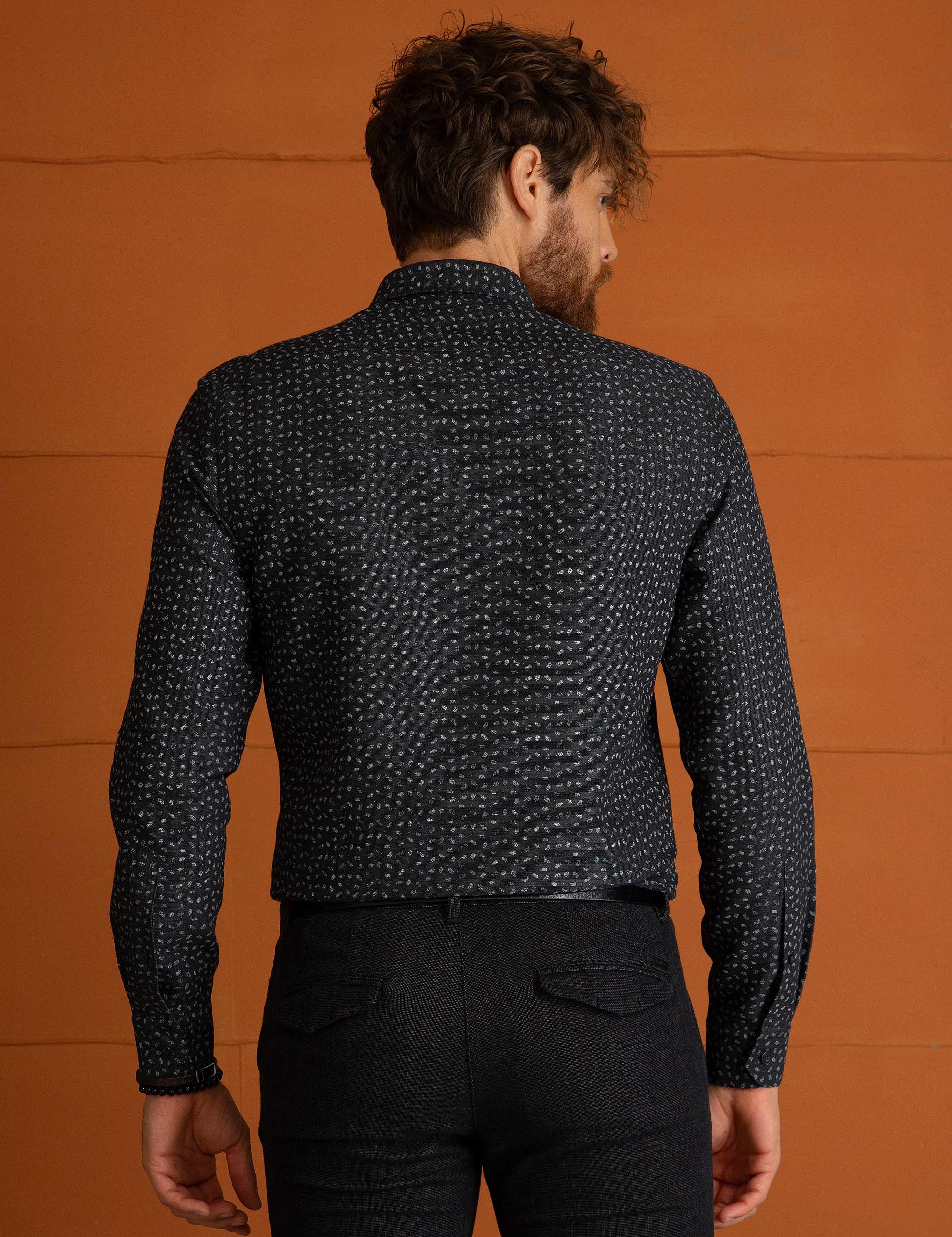 Antrasit Gri Slim Fit Gömlek