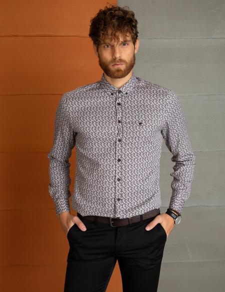 Bordo Slim Fit Uzun Kollu Gömlek - 50194976001