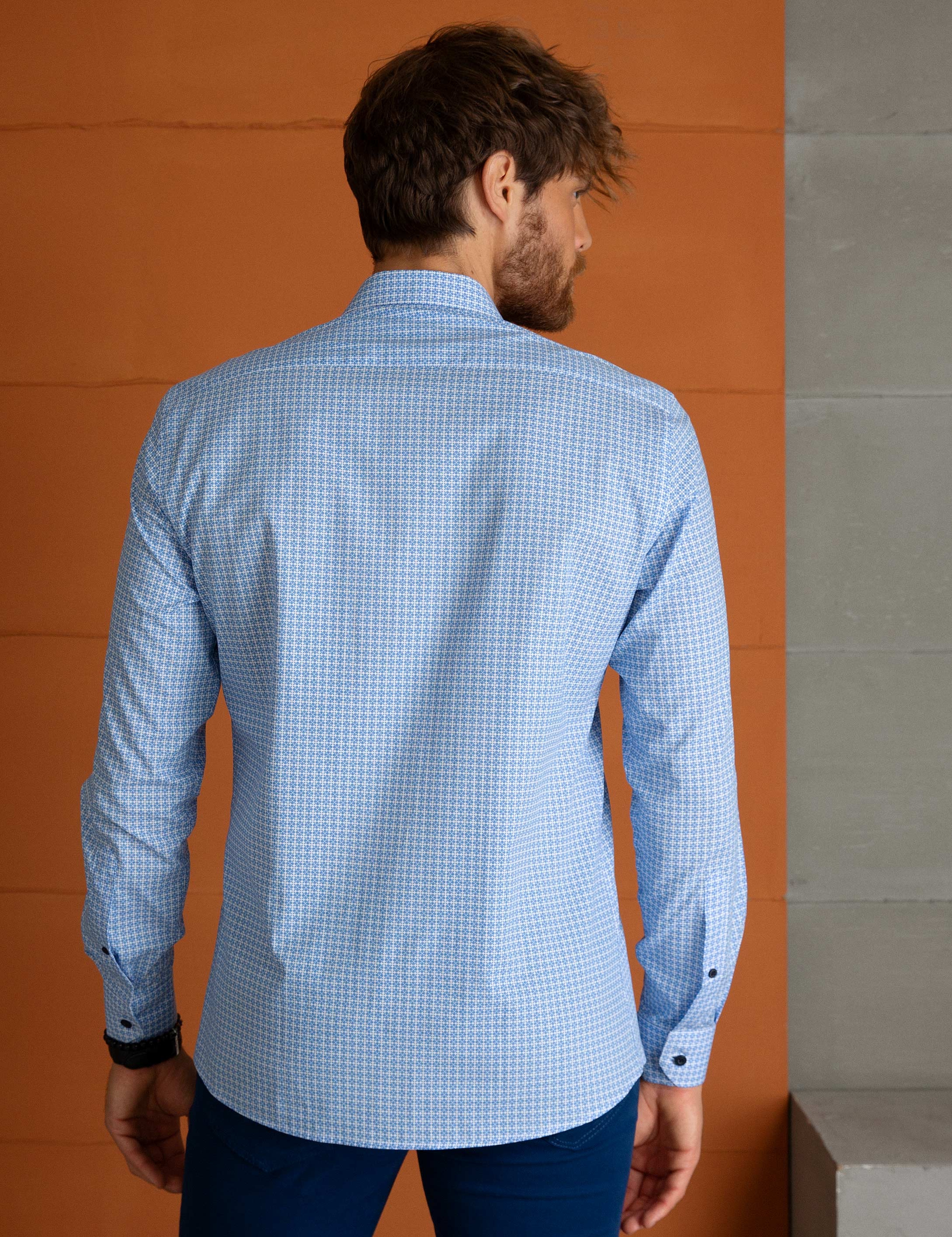 Mavi Slim Fit Gömlek - Image 3