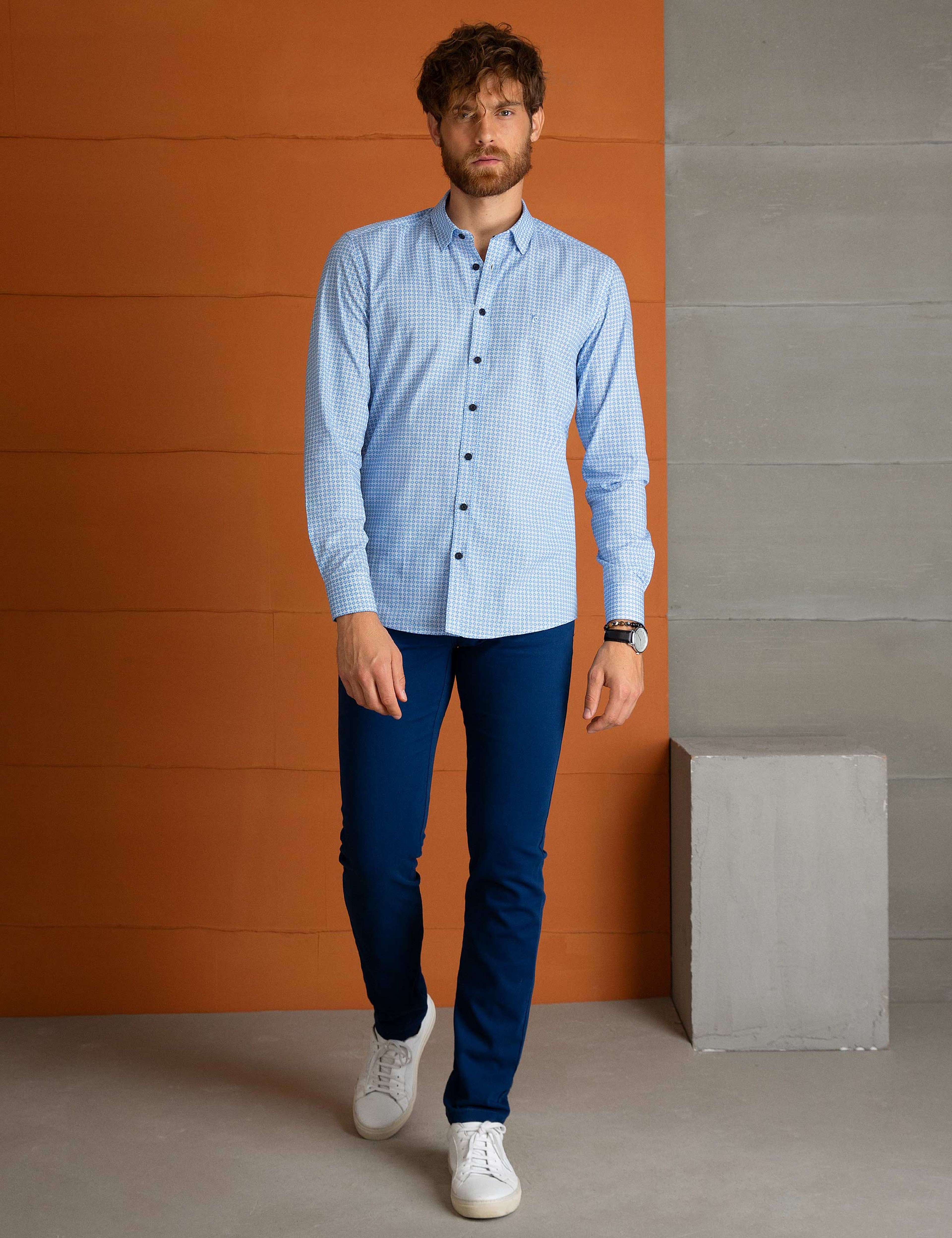 Mavi Slim Fit Gömlek - Image 1