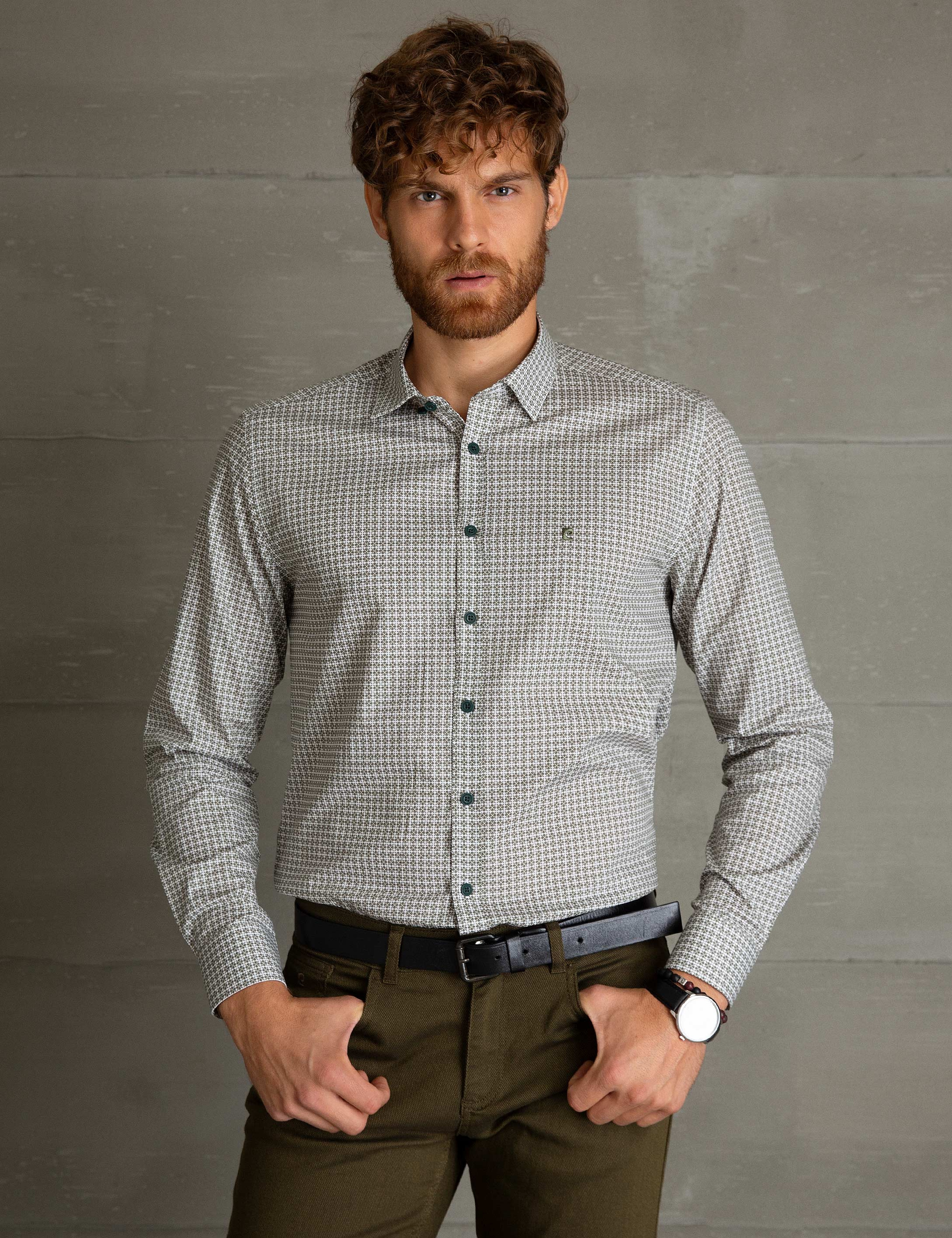 Yeşil Slim Fit Gömlek - Image 2
