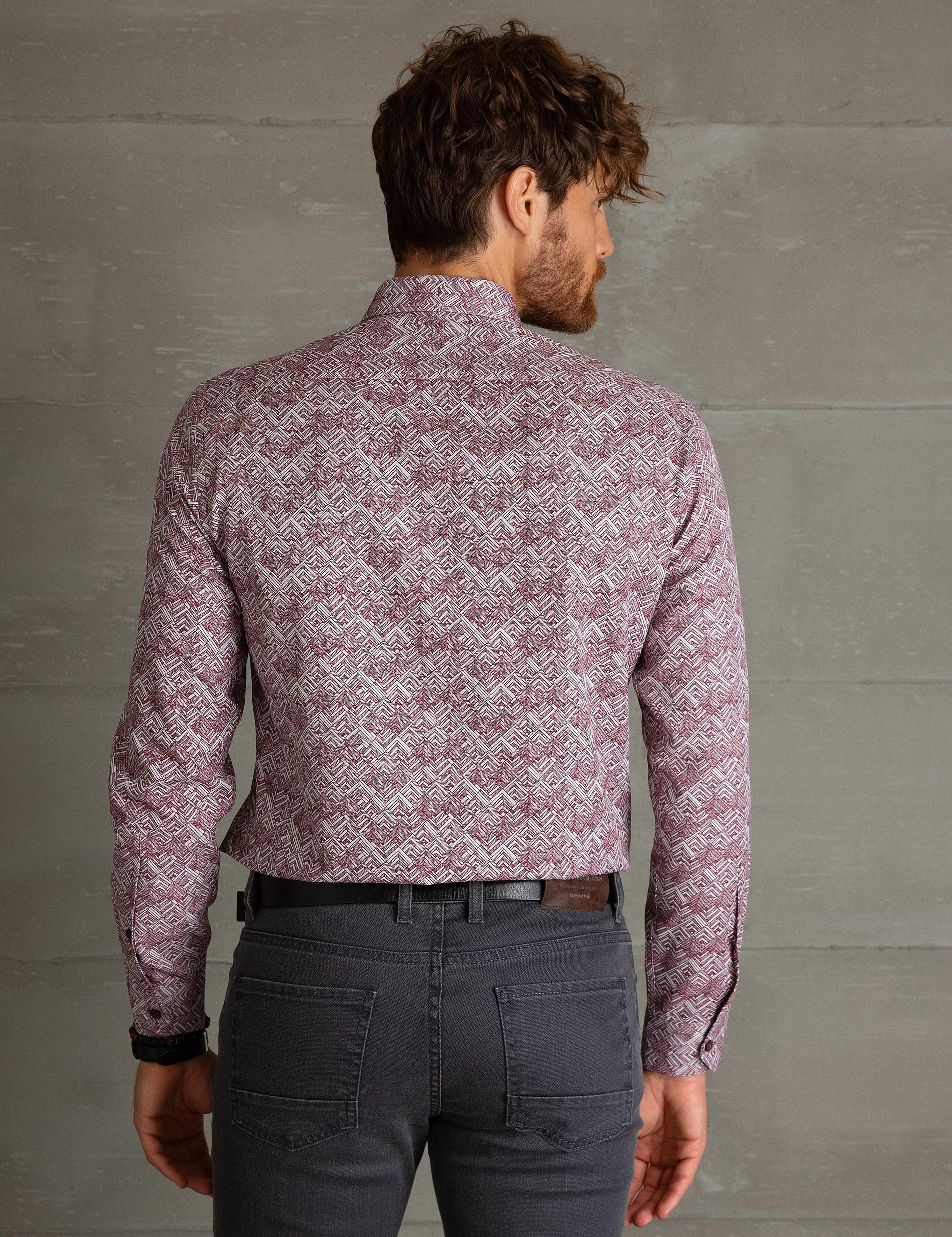Bordo Slim Fit Gömlek