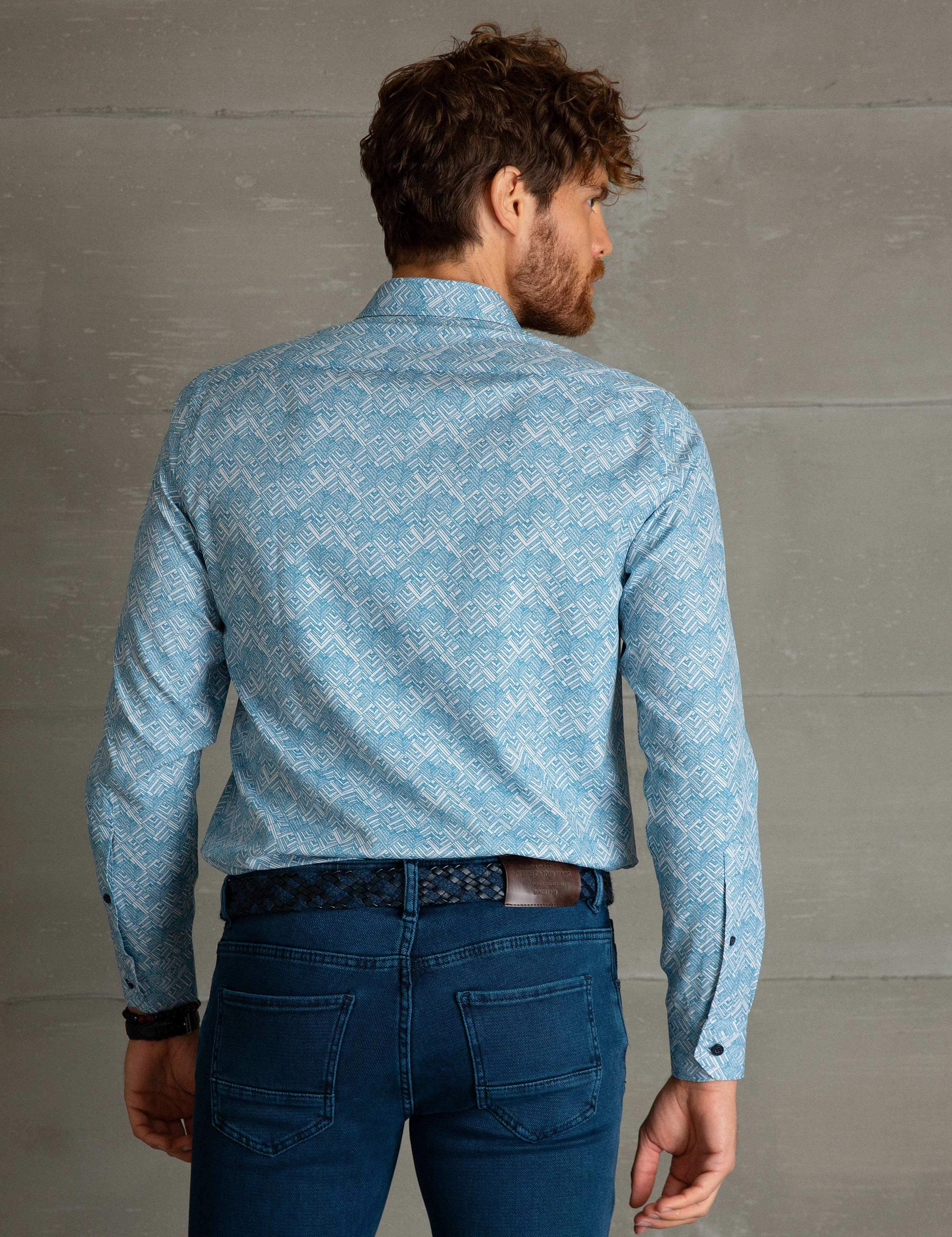 Petrol Slim Fit Uzun Kollu Gömlek