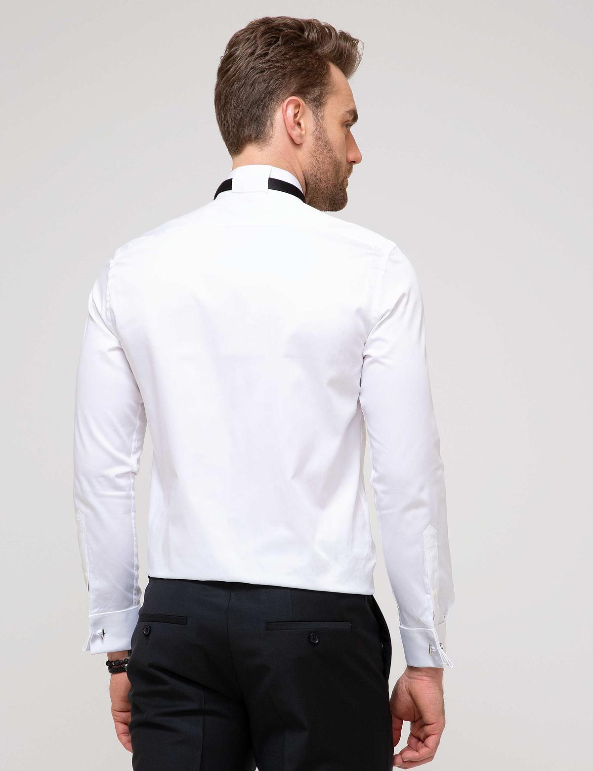 Beyaz Slim Fit Smokin Gömlek - 50197070005