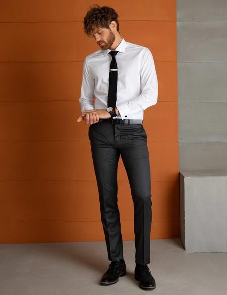 Beyaz Slim Fit Uzun Kollu Basic Gömlek - 50197131006