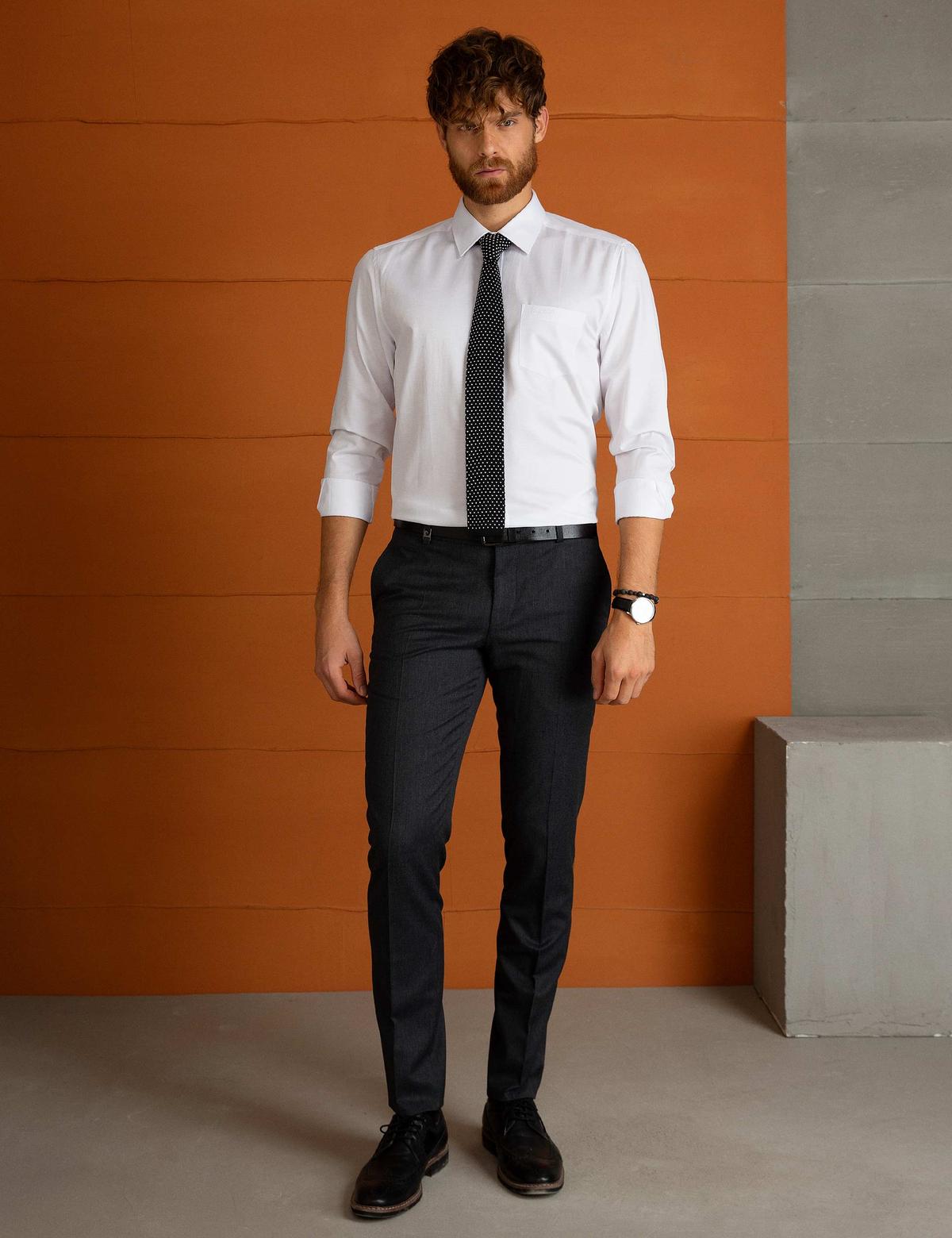 Beyaz Regular Fit Uzun Kollu Klasik Gömlek