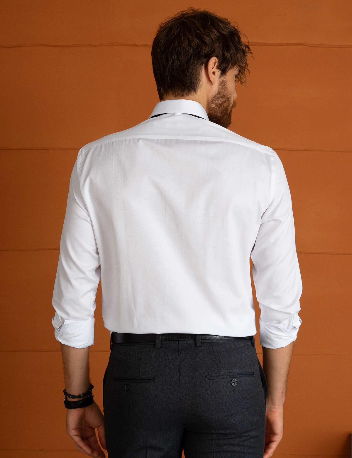 Beyaz Regular Fit Uzun Kollu Klasik Gömlek - 50197132005