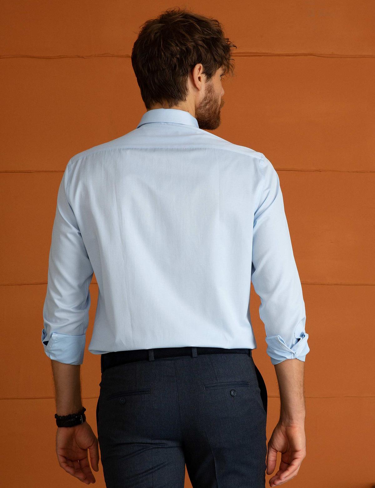 Açık Mavi Regular Fit Uzun Kollu Klasik Gömlek - 50197132028