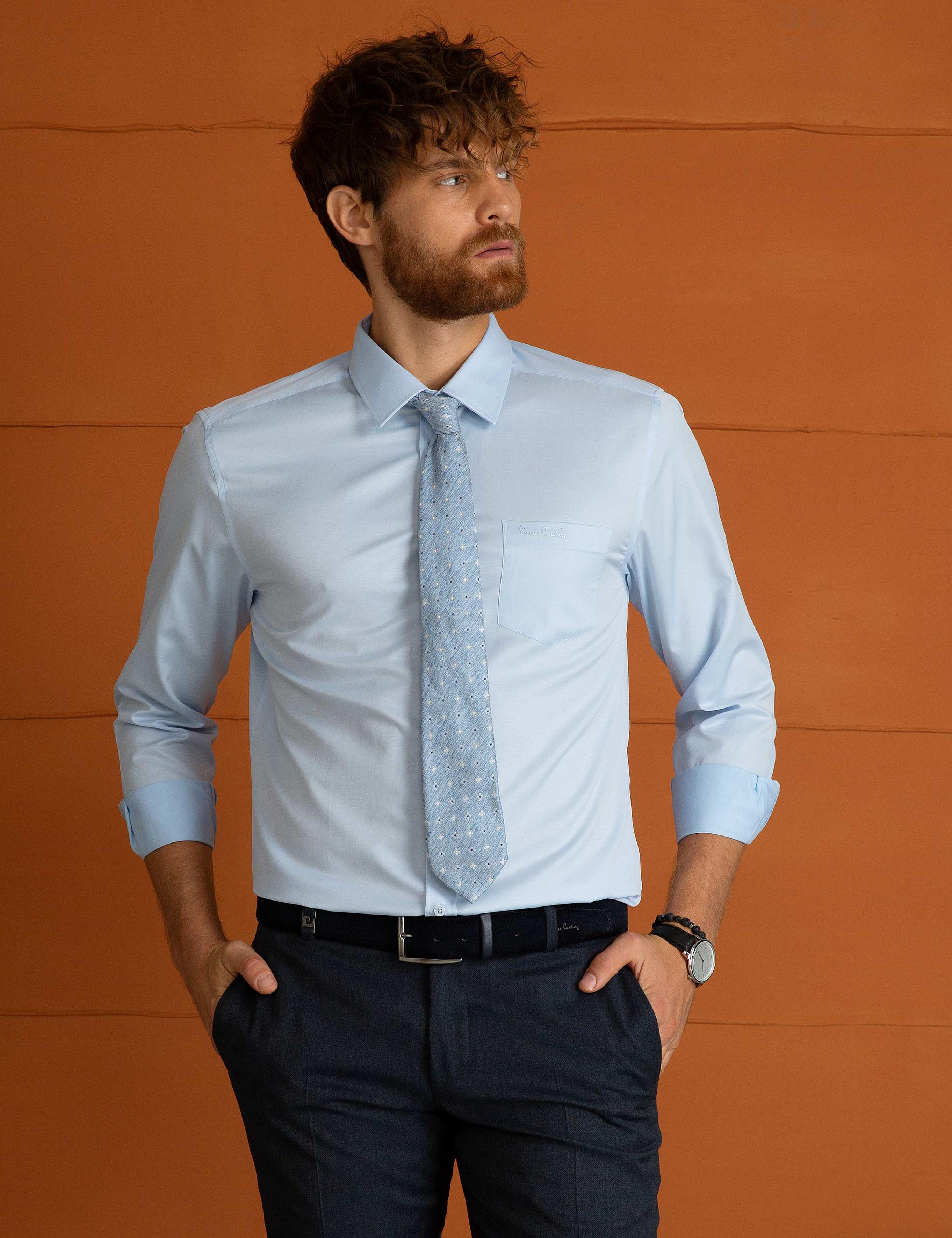 Açık Mavi Regular Fit Uzun Kollu Klasik Gömlek