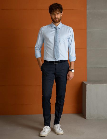 Açık Mavi Regular Fit Uzun Kollu Klasik Gömlek - 50197132028