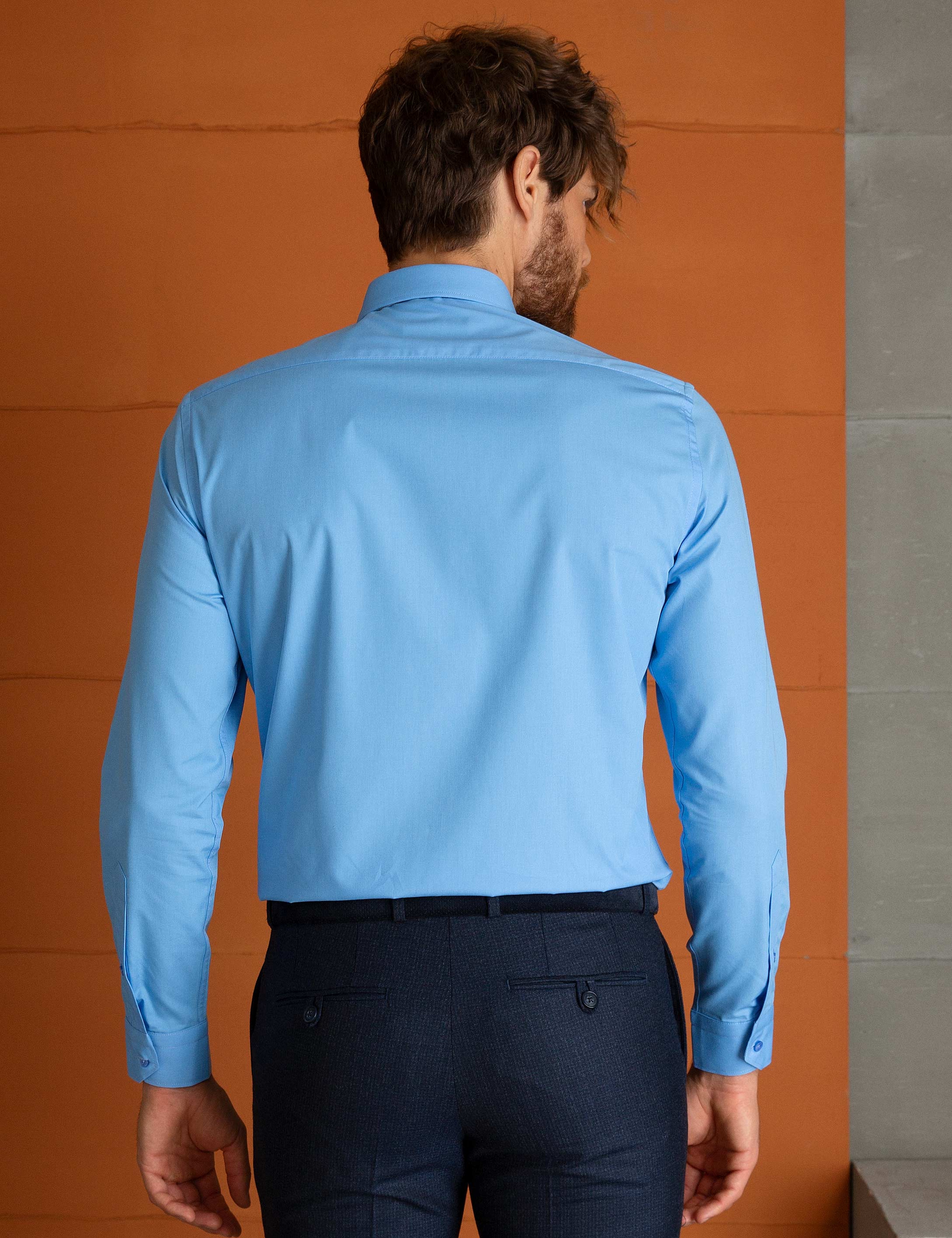 Mavi Slim Fit Uzun Kollu Basic Gömlek - Image 3