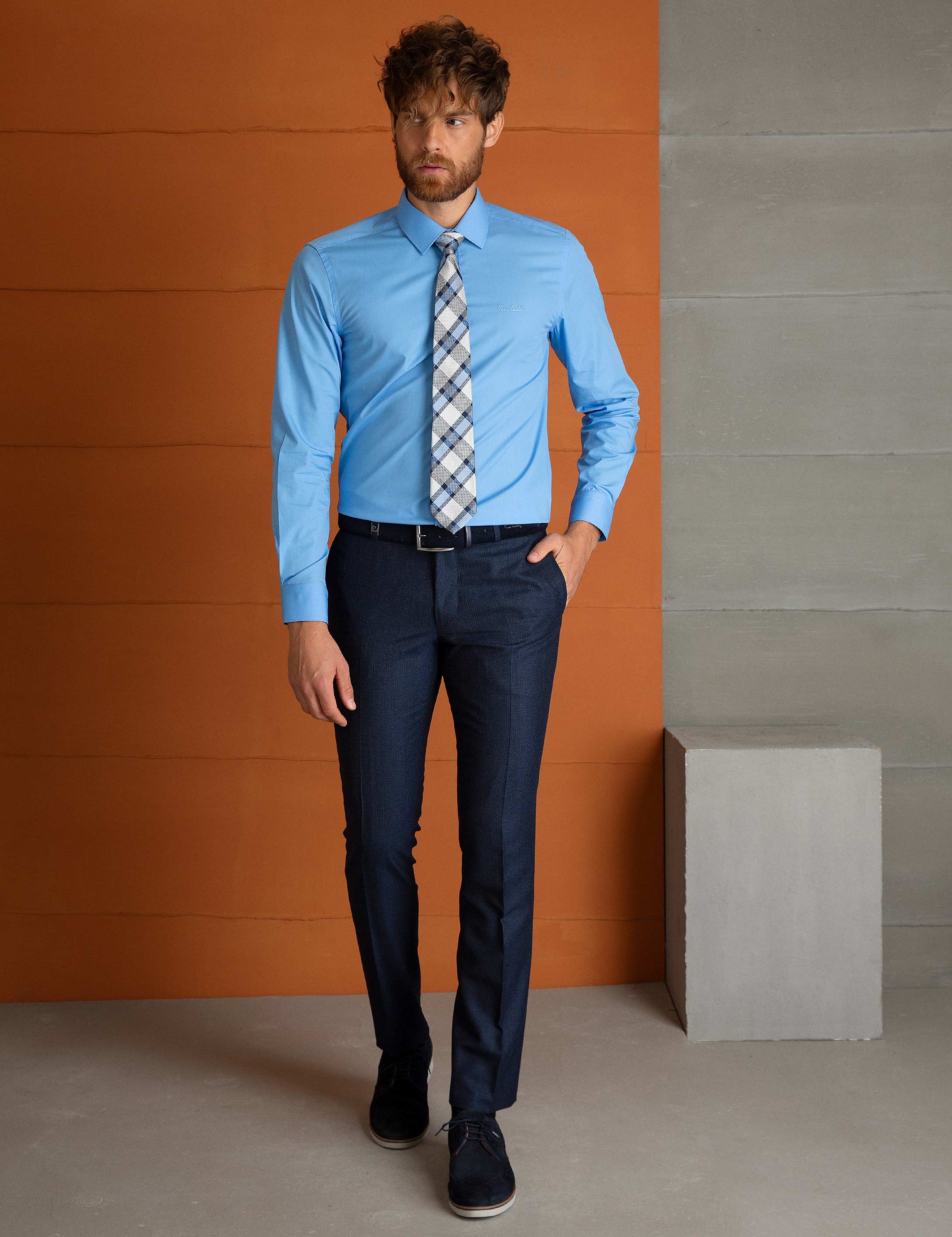 Mavi Slim Fit Uzun Kollu Basic Gömlek - Image 1