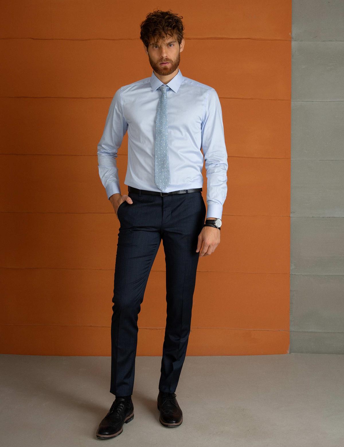 Açık Mavi Slim Fit Klasik Gömlek - 50197136005