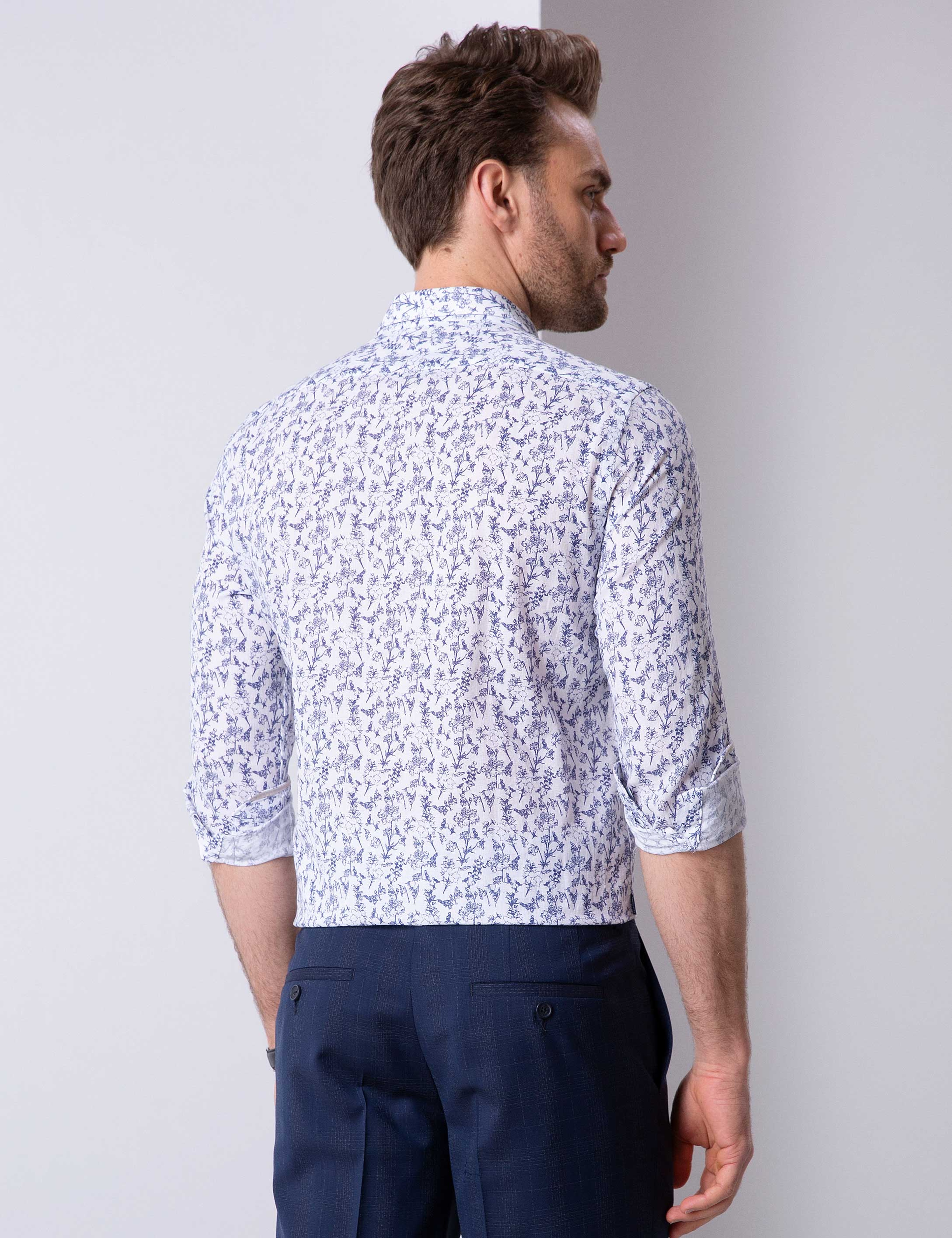Mavi Slim Fit Uzun Kollu Gömlek