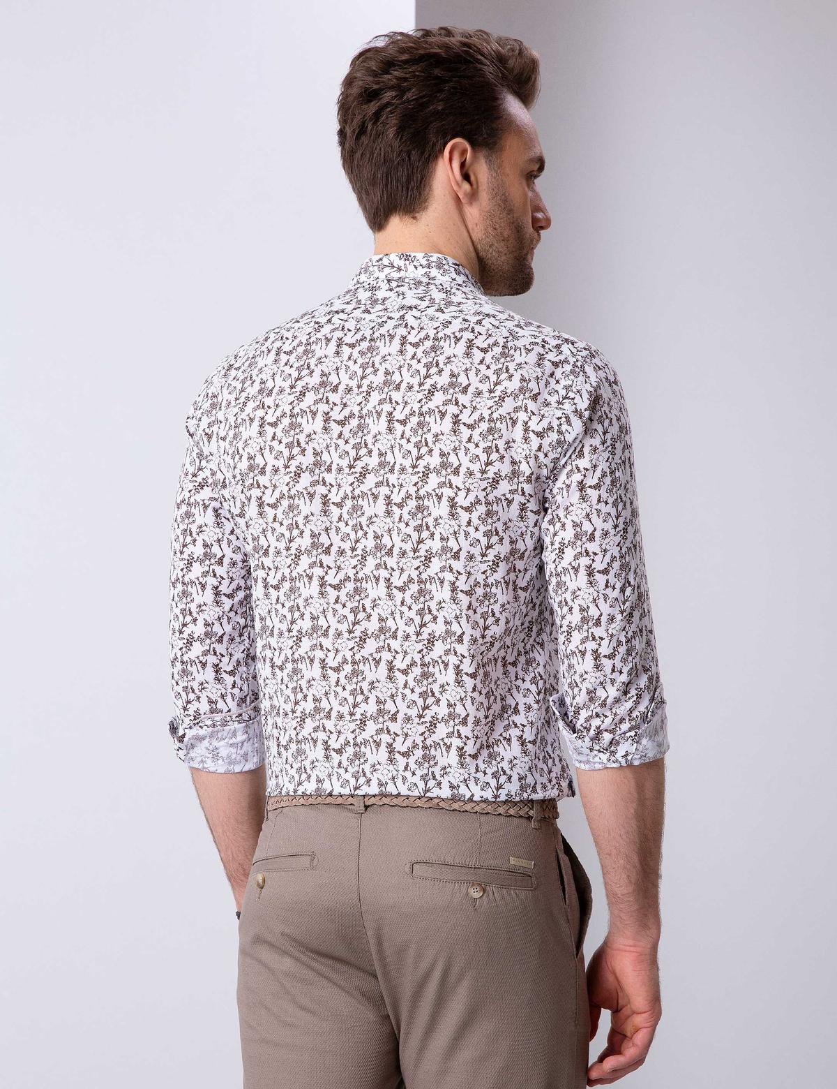 Kahverengi Slim Fit Uzun Kollu Gömlek - 50200696010