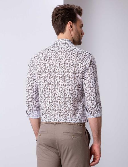 Kahverengi Slim Fit Uzun Kollu Gömlek - 50200696010
