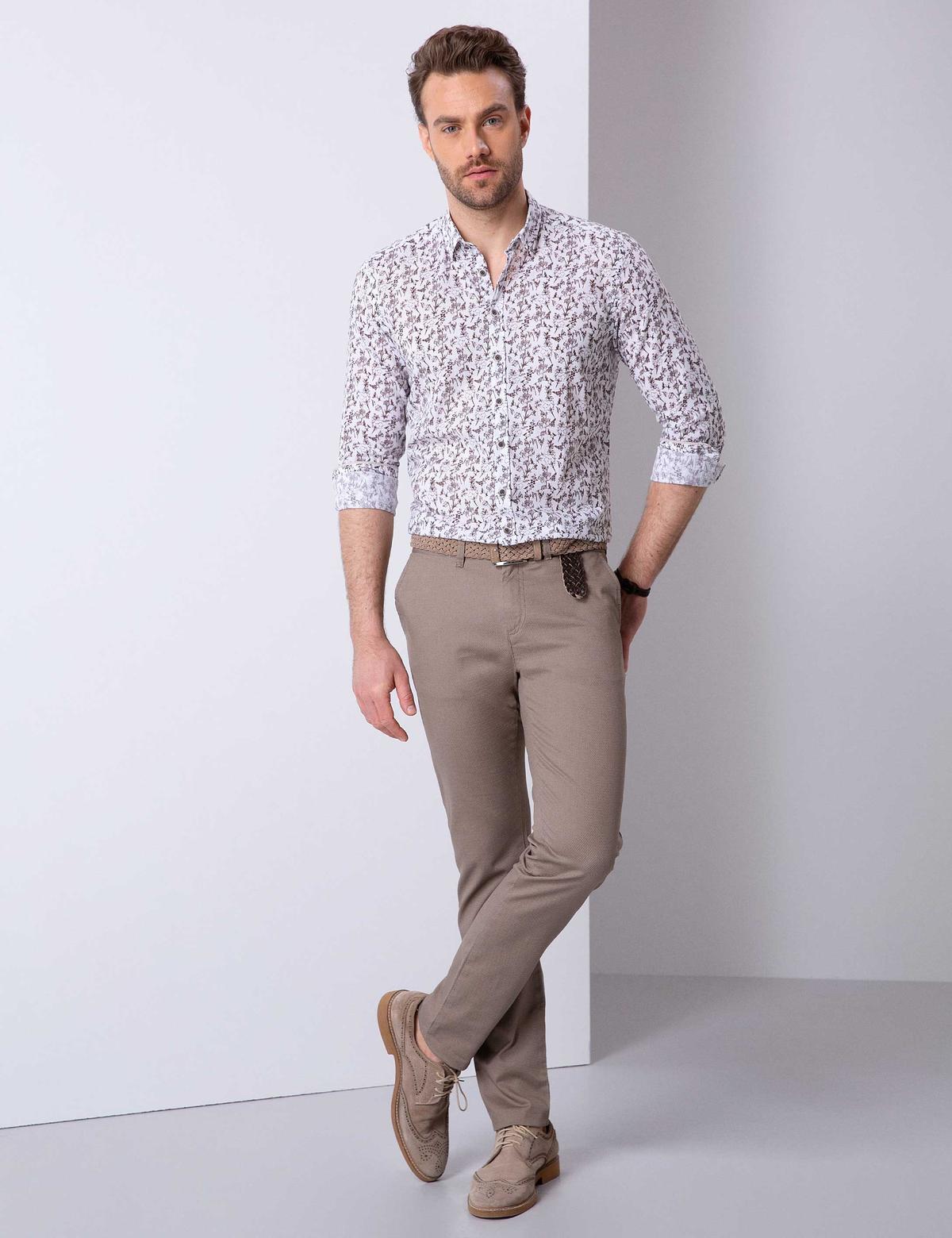 Kahverengi Slim Fit Uzun Kollu Gömlek - 50200696010