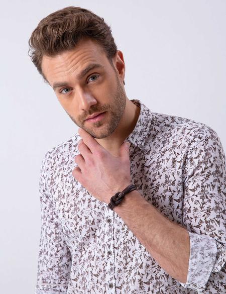 Kahverengi Slim Fit Uzun Kollu Gömlek - 50200696010