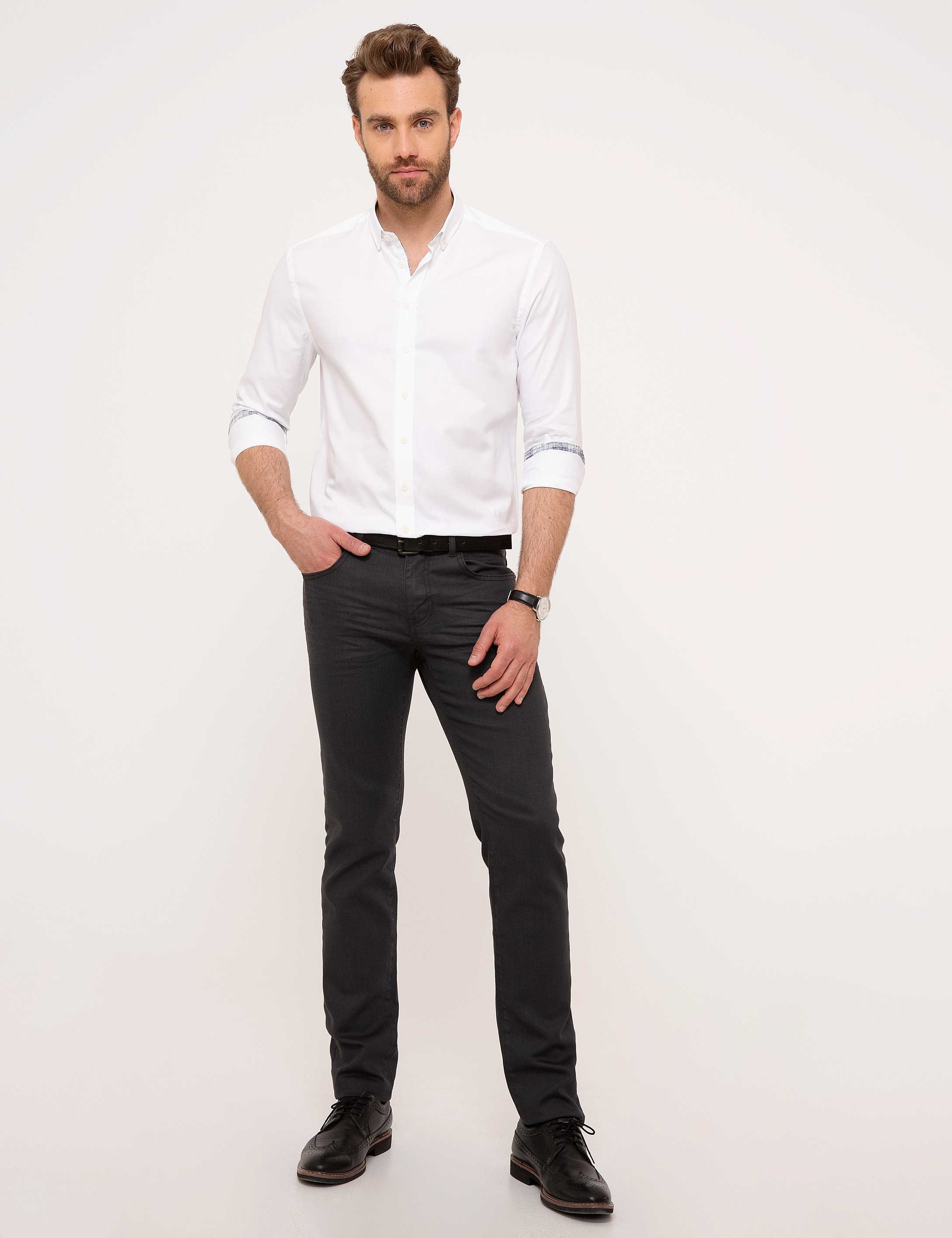 Beyaz Slim Fit Gömlek - Image 4