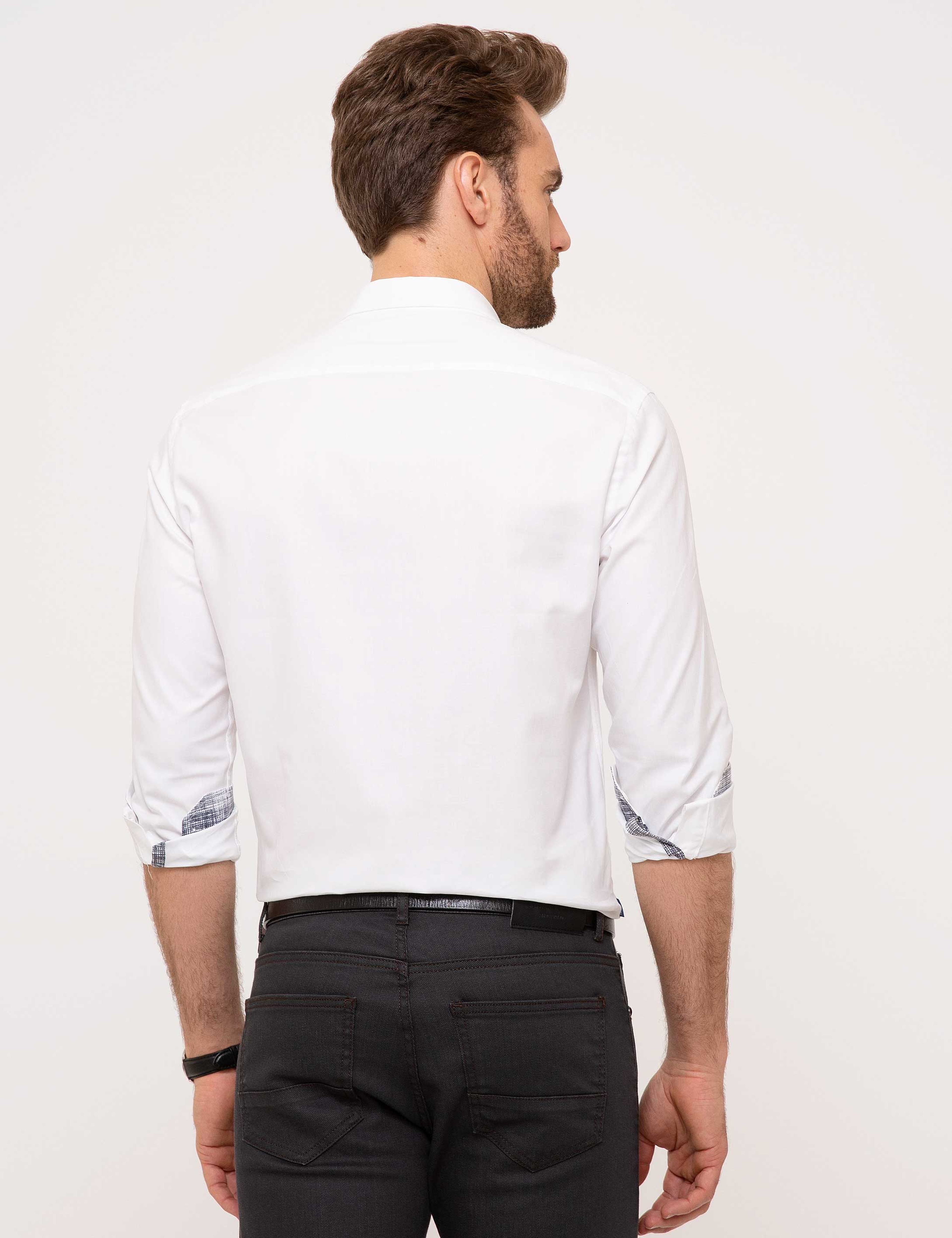 Beyaz Slim Fit Gömlek - Image 3