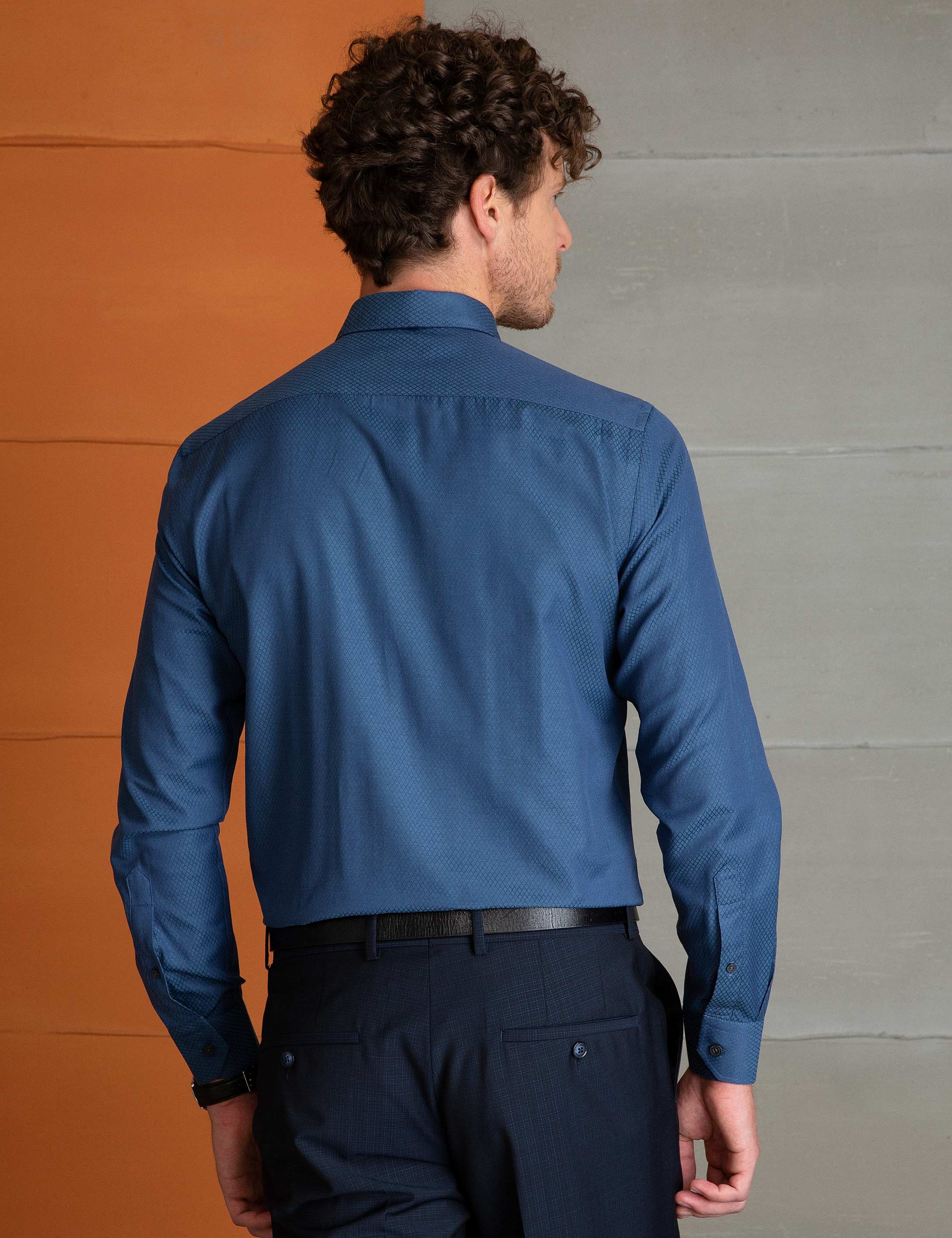 Lacivert Slim Fit Gömlek - Image 3