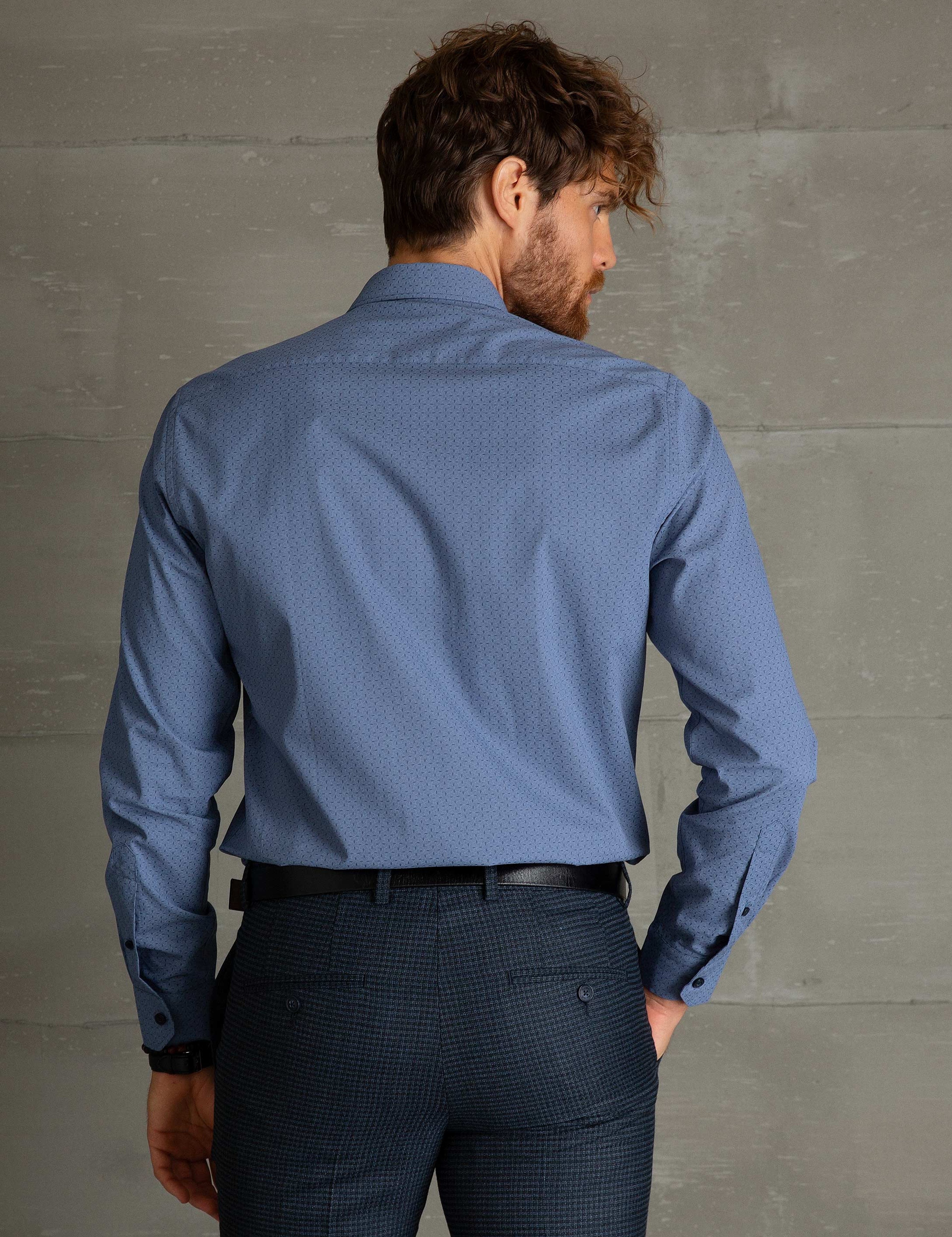 Mavi Slim Fit Gömlek - Image 3