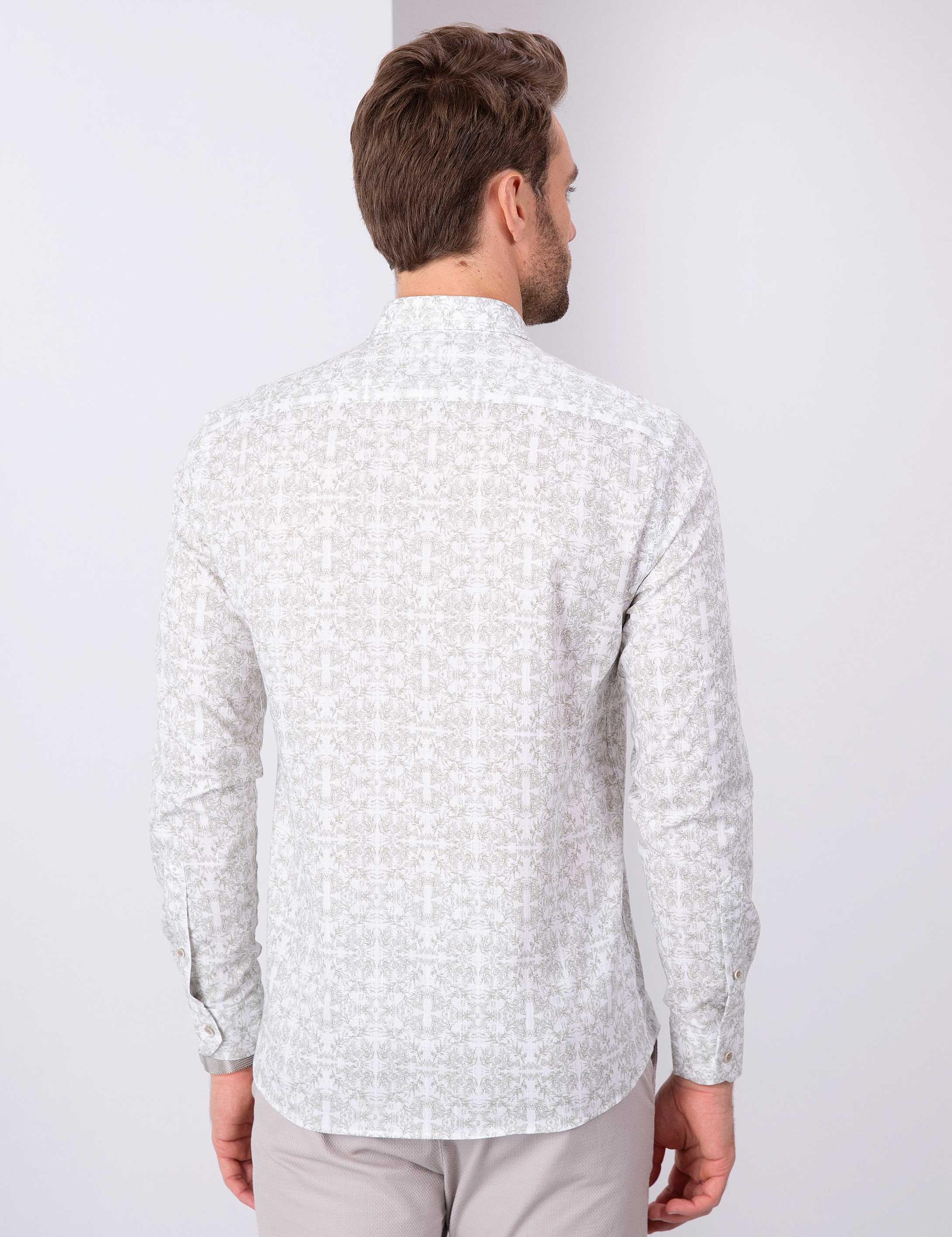 Yeşil Slim Fit Uzun Kollu Gömlek