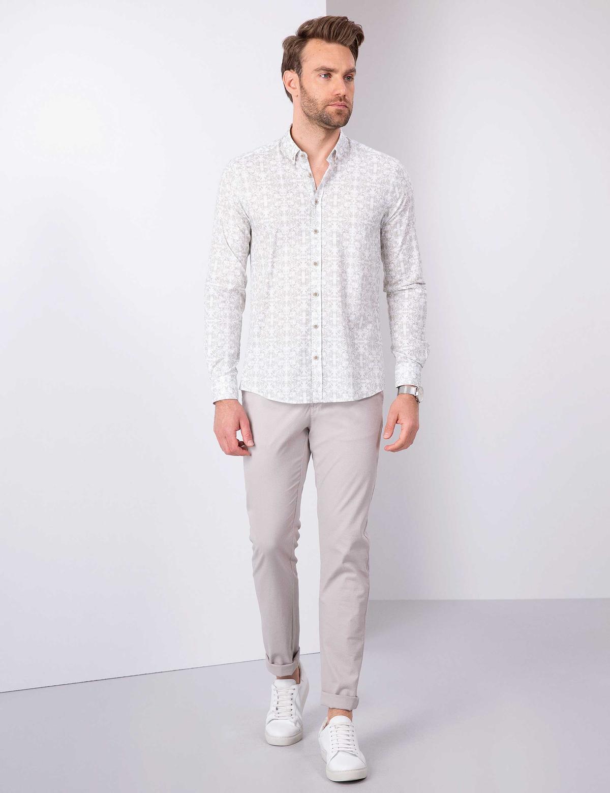 Yeşil Slim Fit Uzun Kollu Gömlek - 50203562001