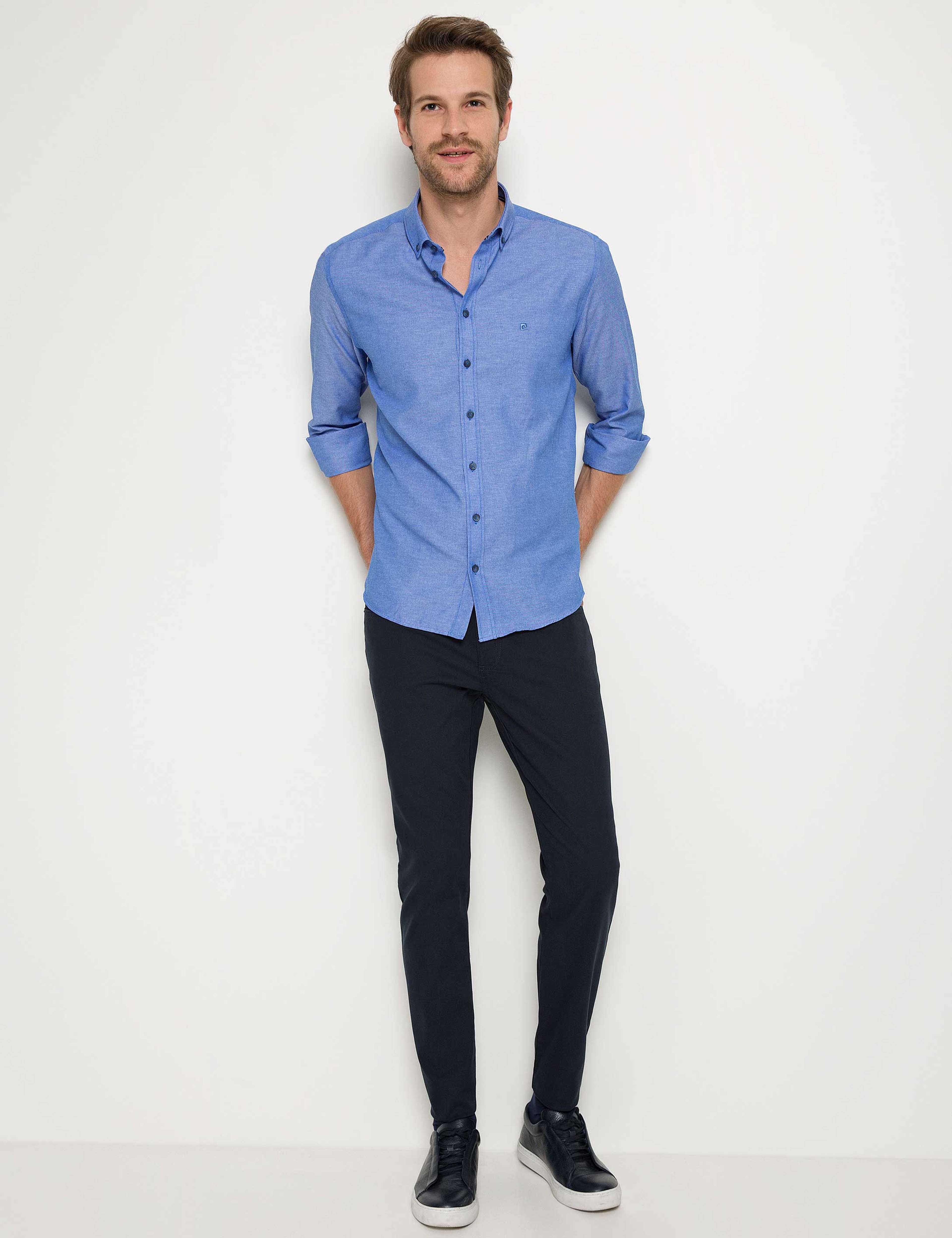 Lacivert Slim Fit Chino Pantolon - Image 1