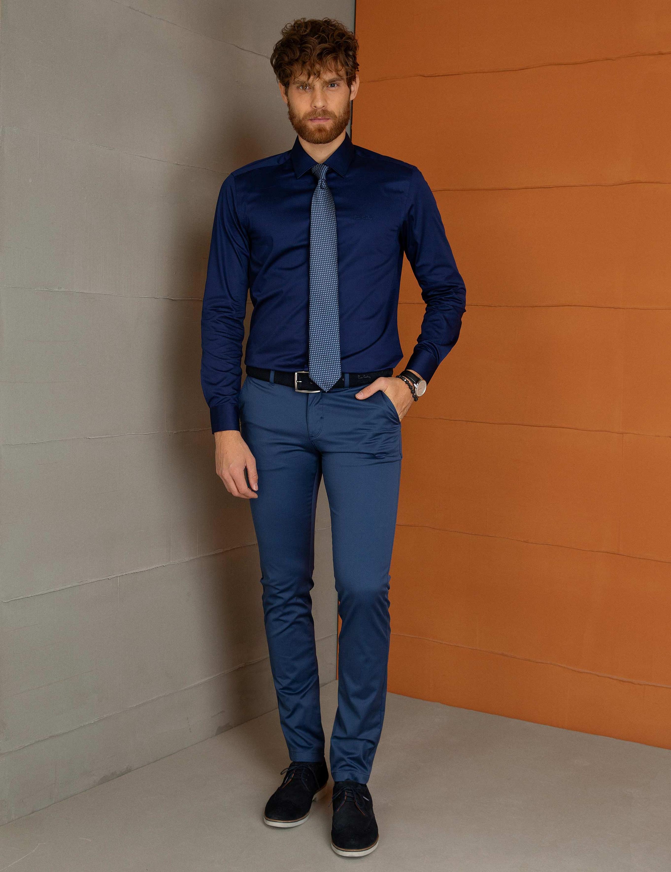 İndigo Slim Fit Kanvas Pantolon