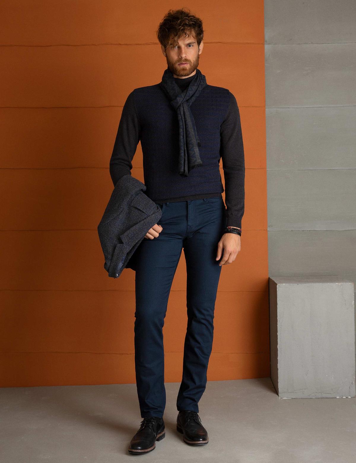 Lacivert Slim Fit Chino Pantolon