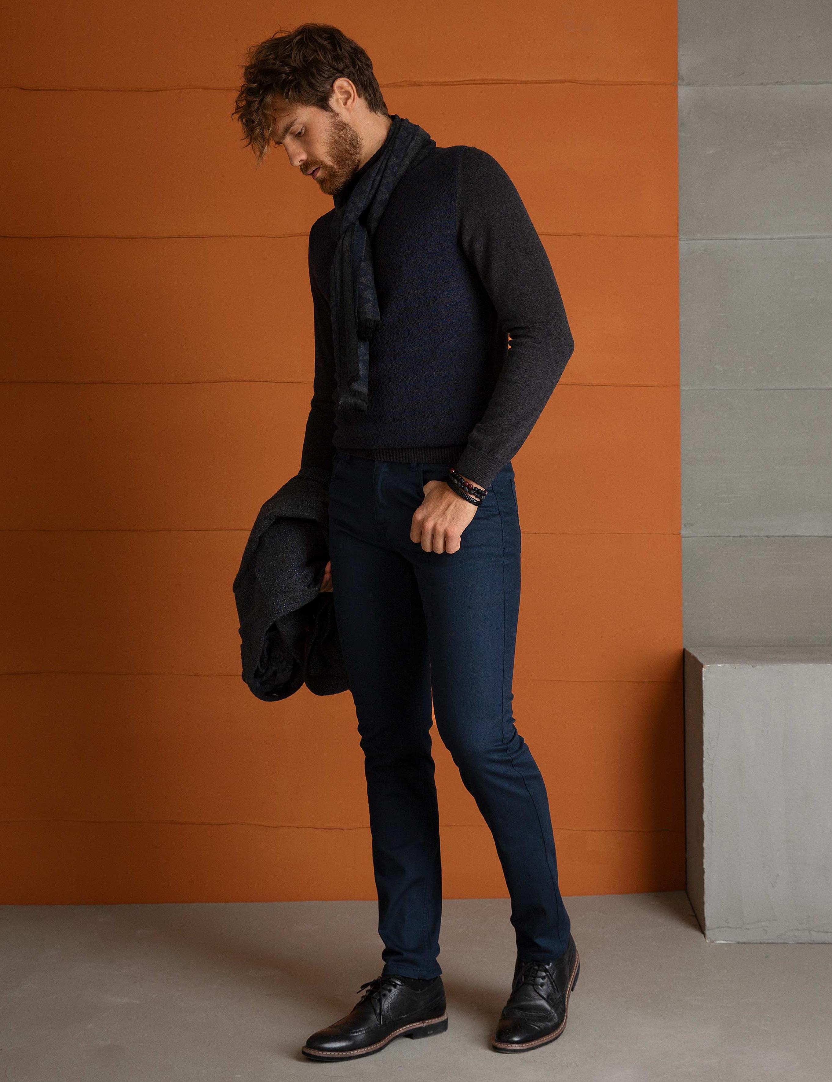 Lacivert Slim Fit Chino Pantolon